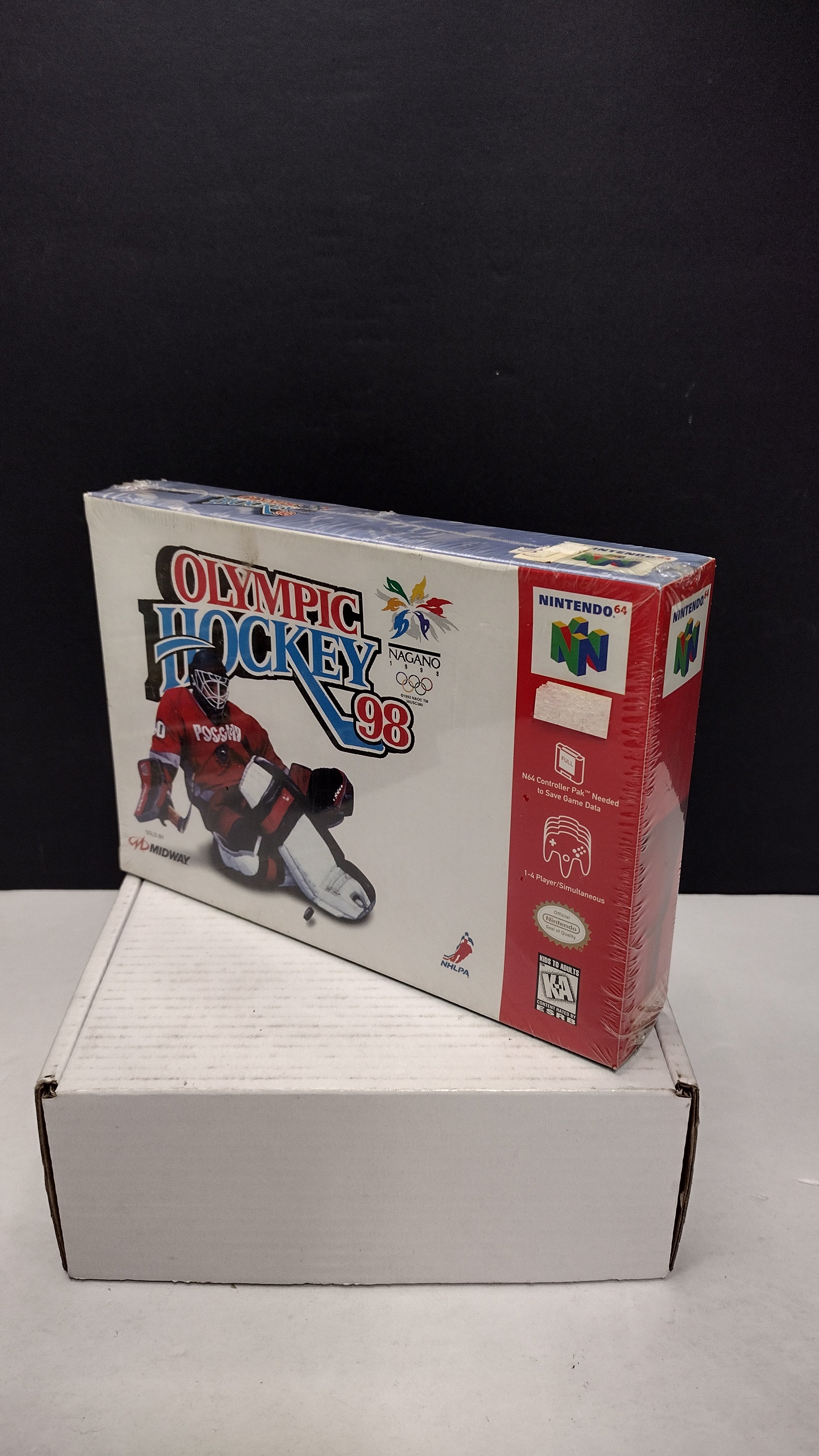Vintage 1998 Nintendo 64 Olympic Hockey 98 Game (Complete & Factory Sealed in Box with Protector)