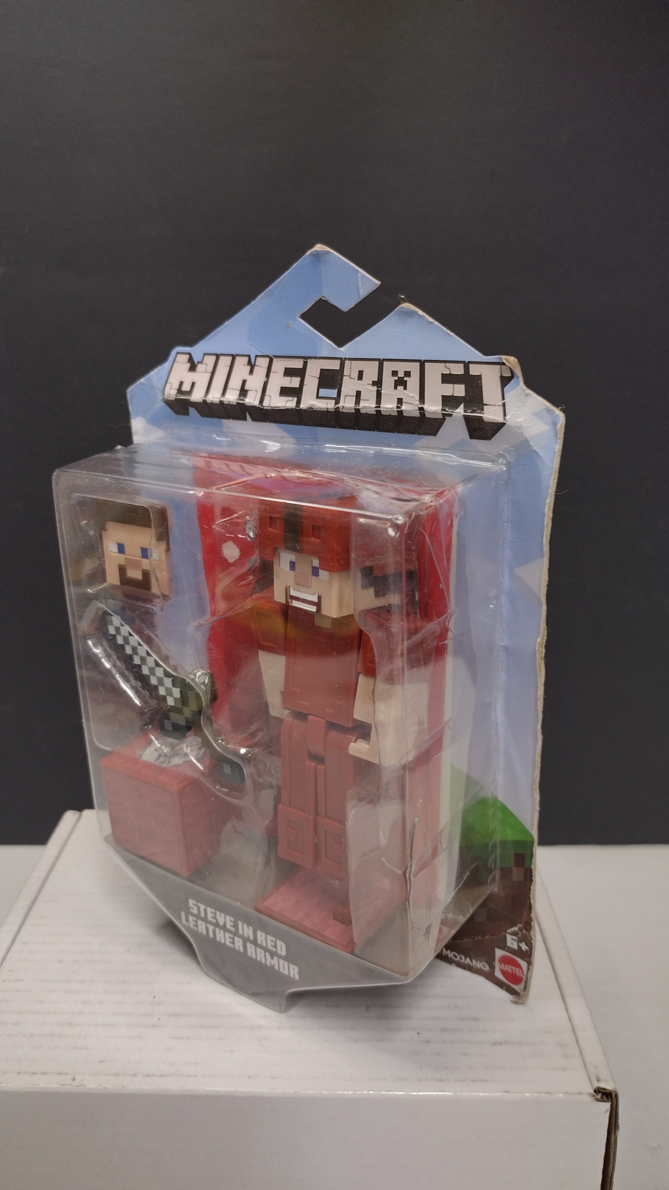 2020 Mattel Mojang Minecraft Steve in Red Leather Armor 3" Figure- On Card