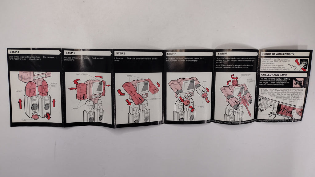 Vintage 1985 Original G1 Transformers Blaster Instruction Booklet