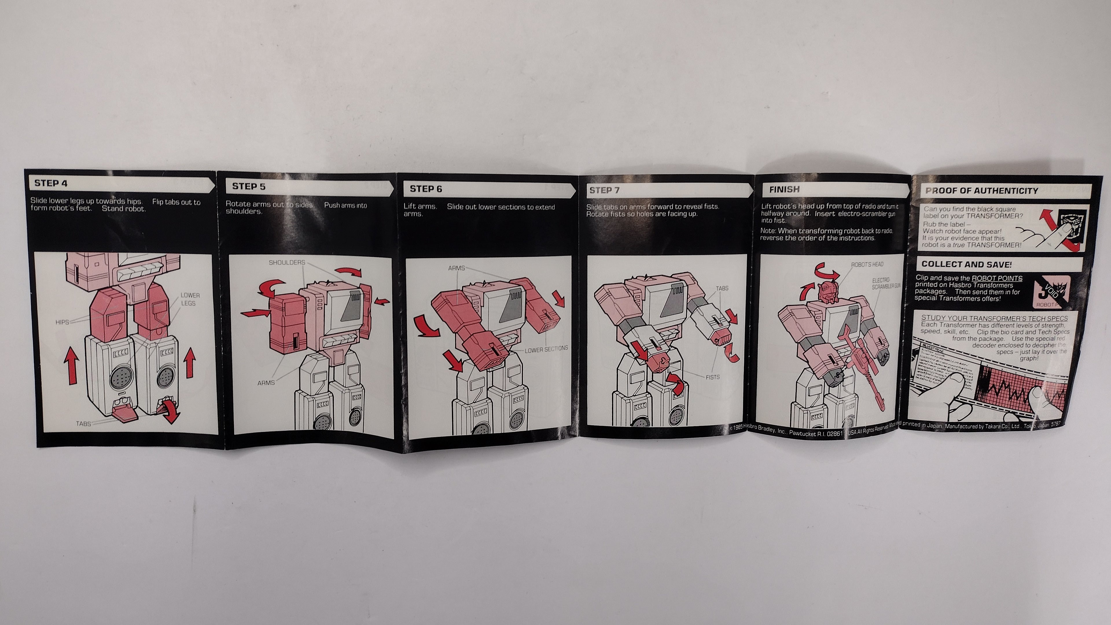 Vintage 1985 Original G1 Transformers Blaster Instruction Booklet
