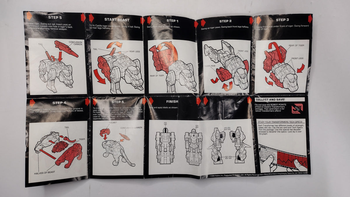 Vintage 1988 Original G1 Transformers Catilla Instruction Booklet