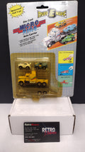 Vintage Ruff-E-Nuff Die-Cast Micro Rigs Auto Carrier (P.J. Toys - Sealed on Card / Yellowed & Damaged Blister Bubble)