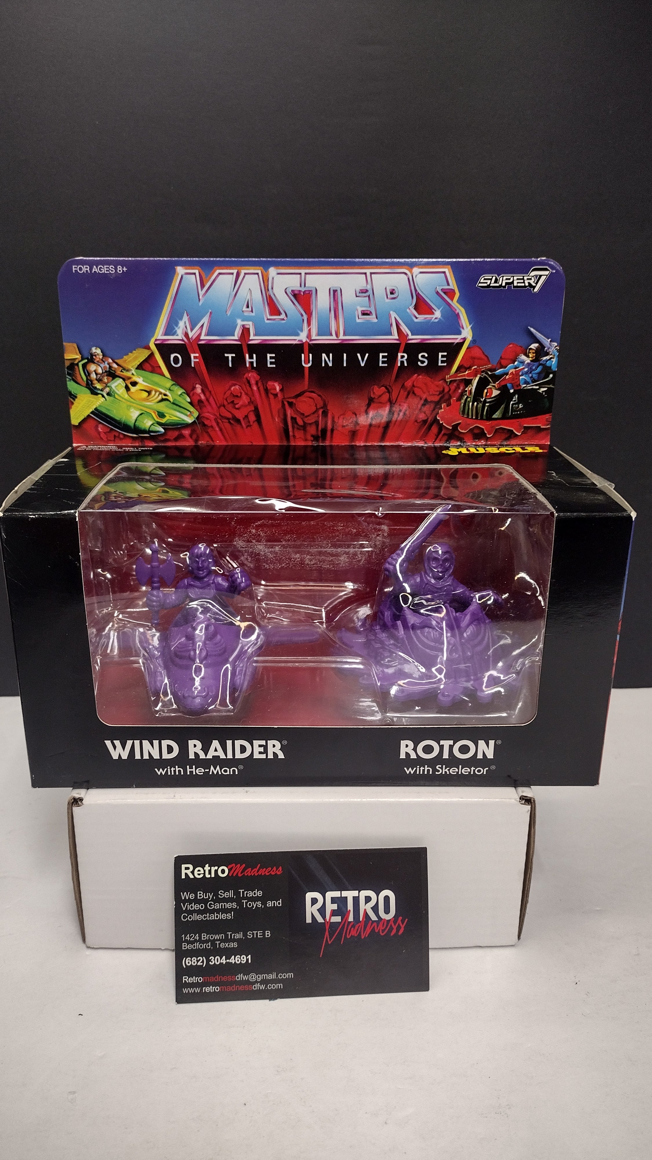 MOTU M.U.S.C.L.E. Wind Raider & Roton (Purple Variant) Retro Figure Set • Super7 Masters of the Universe