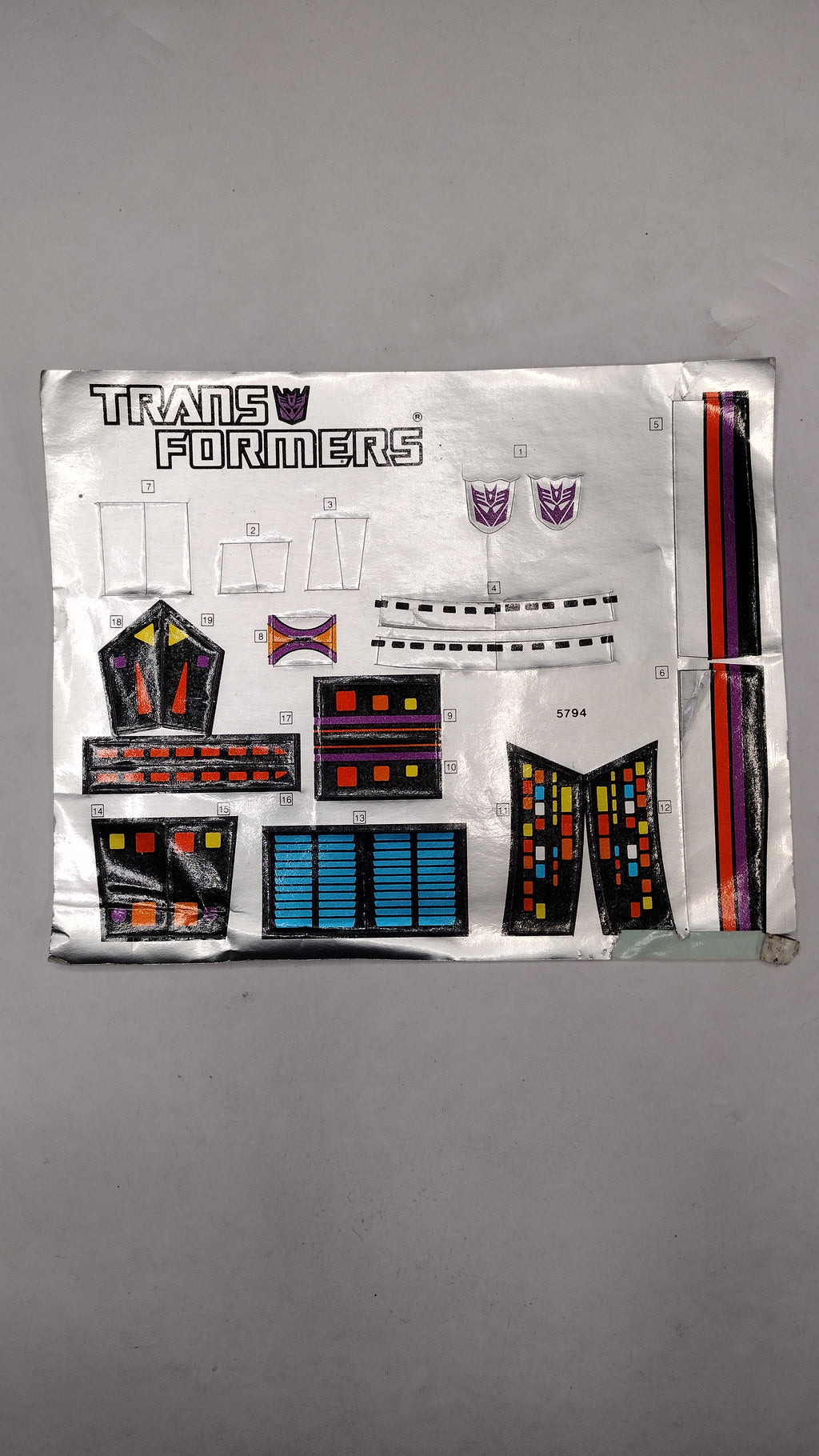 Vintage Original G1 Transformers Galvatron Sticker Decal Sheet (Complete Sheet #5794)