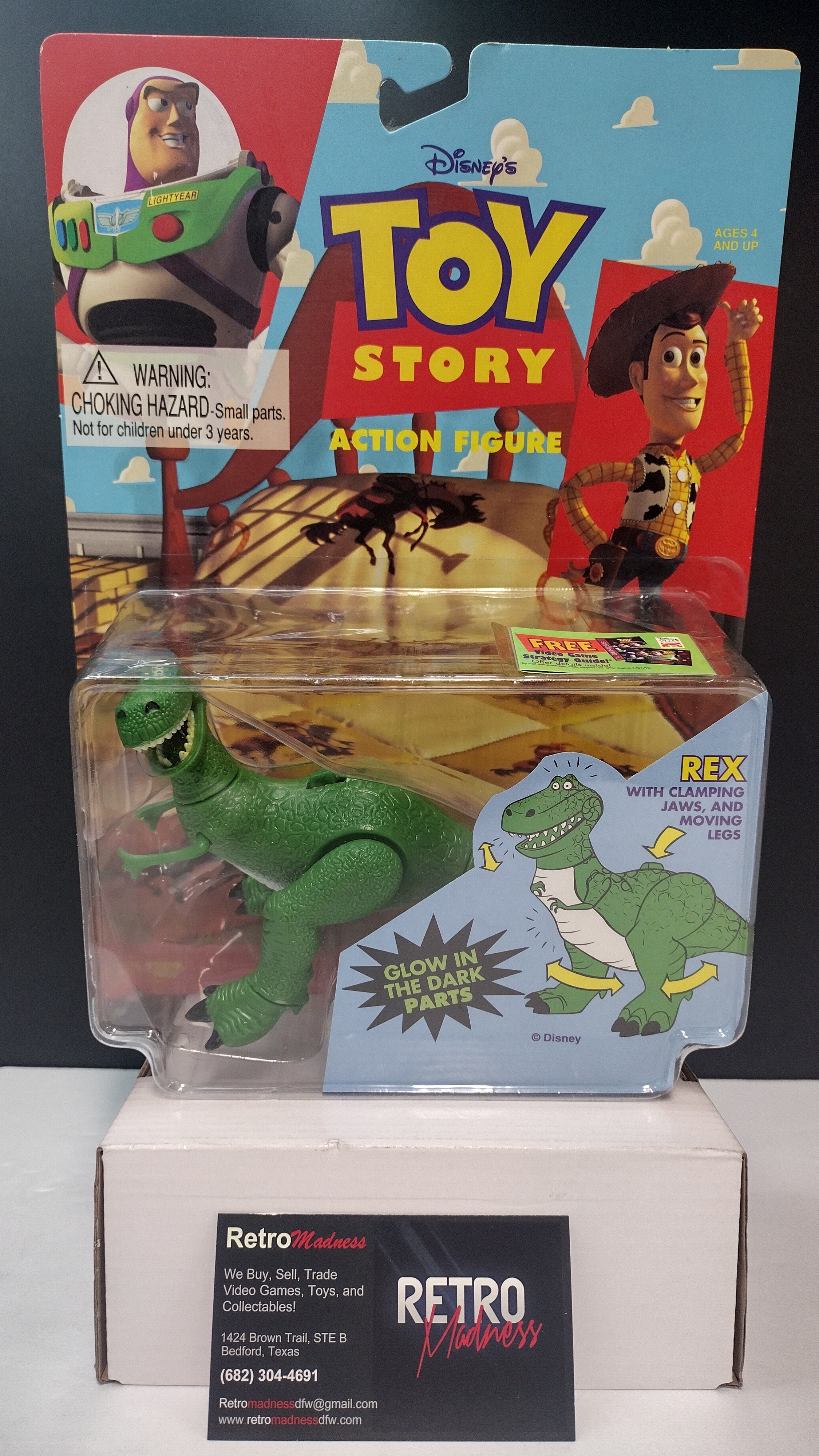1995 Toy Story Rex Action Figure – Glow-in-the-Dark Edition (Thinkway Toys)