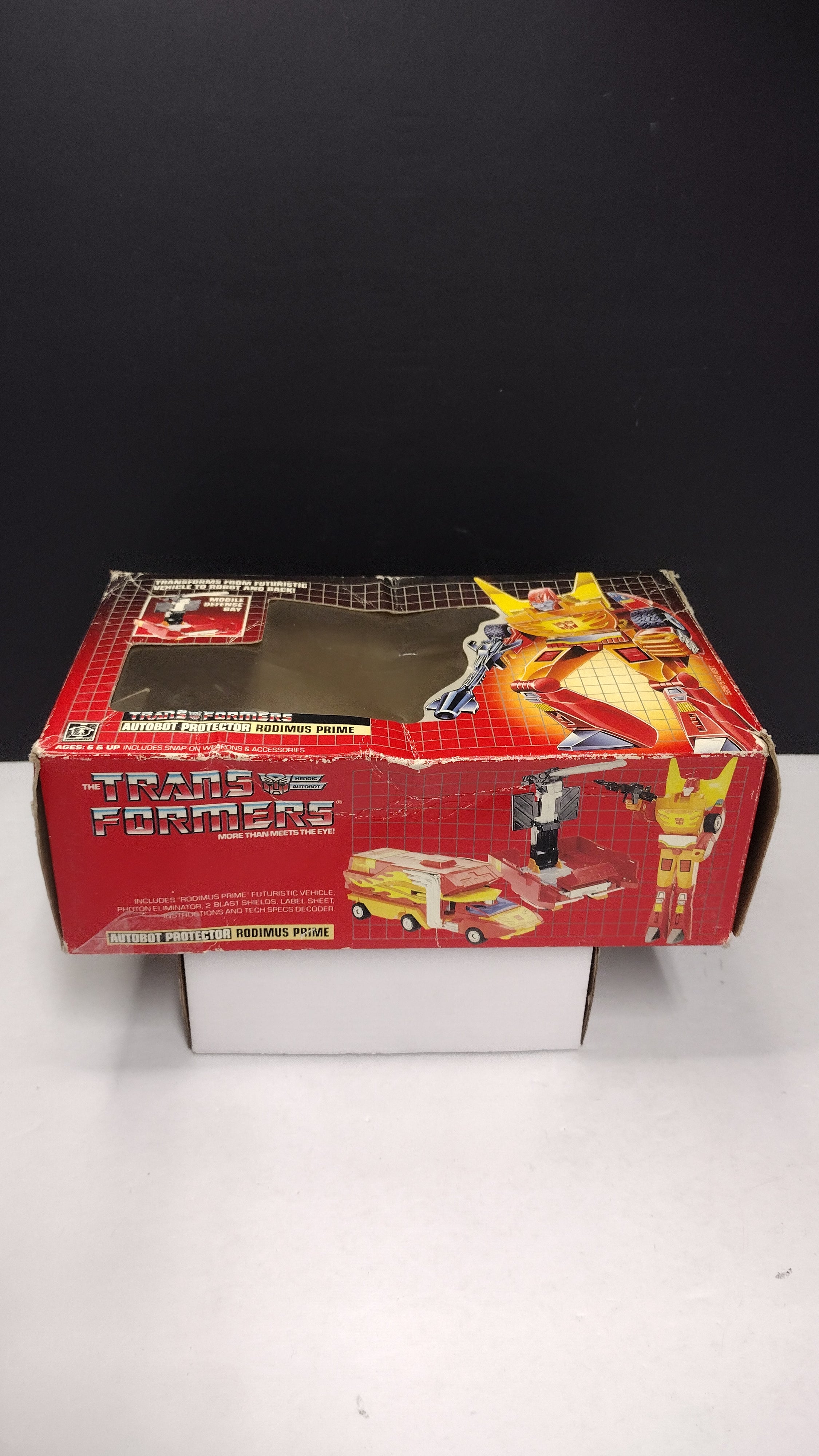 1986 Vintage Original G1 Transformers Rodimus Prime Box (Hasbro - Packaging Only / Heavy Box Wear)