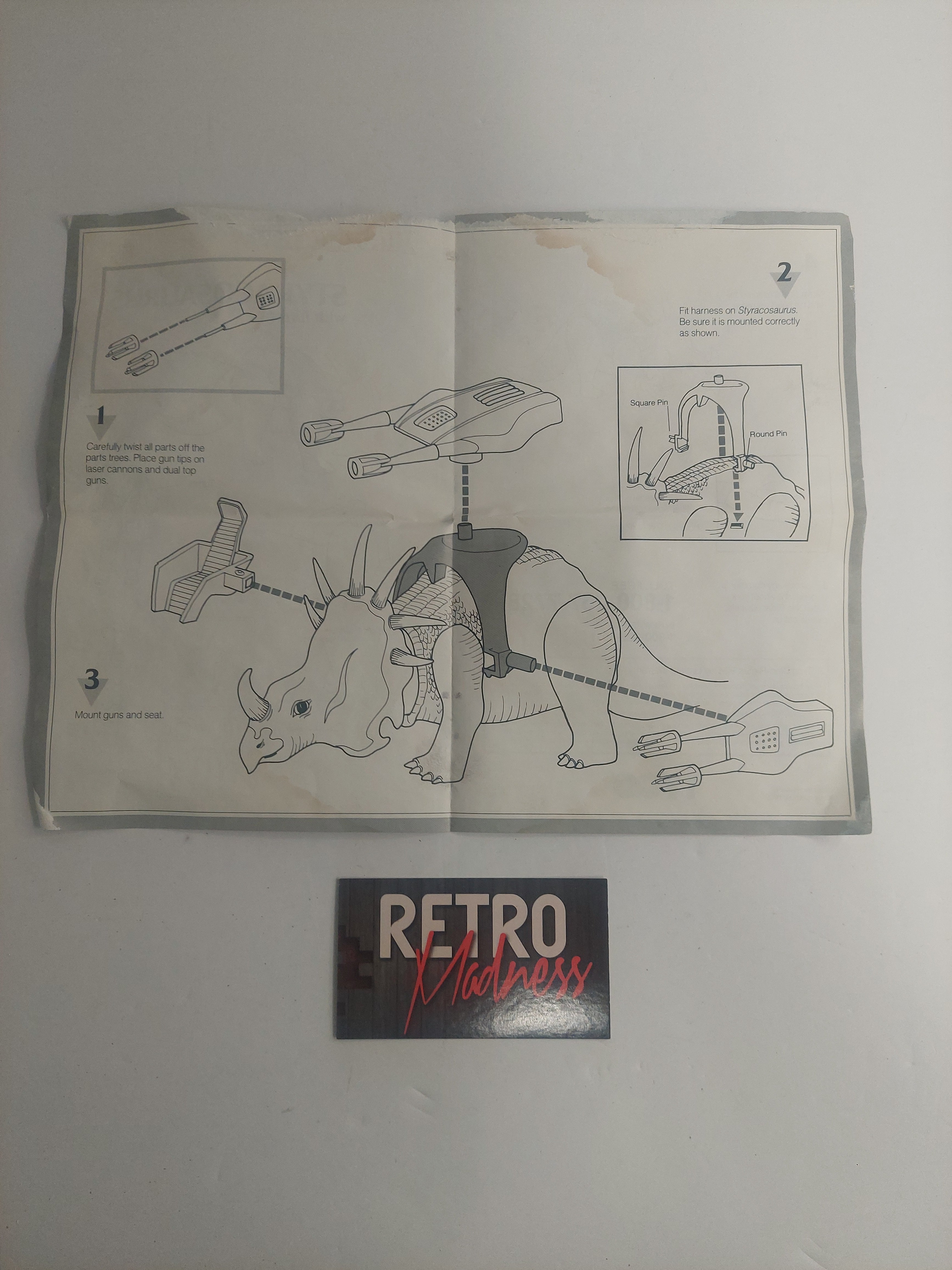 Vintage 1987 Dino-Riders Styracosaurus with Turret Heroic DineRider