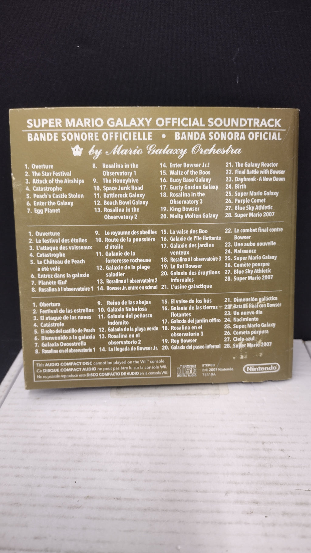 Super Mario Galaxy Soundtrack CD Nintendo 2007 with Cardboard Sleeve & Disc