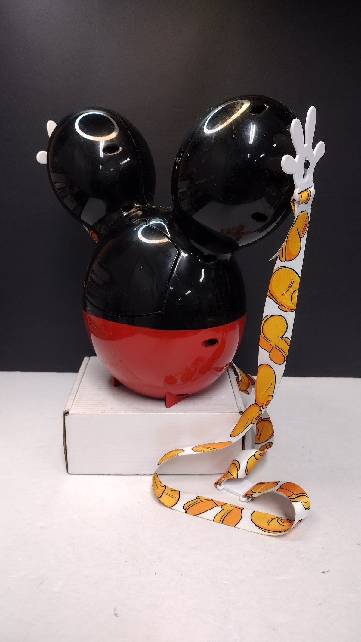 Disney Parks Mickey Mouse Balloon Popcorn Bucket Black Ears Red Pants Used