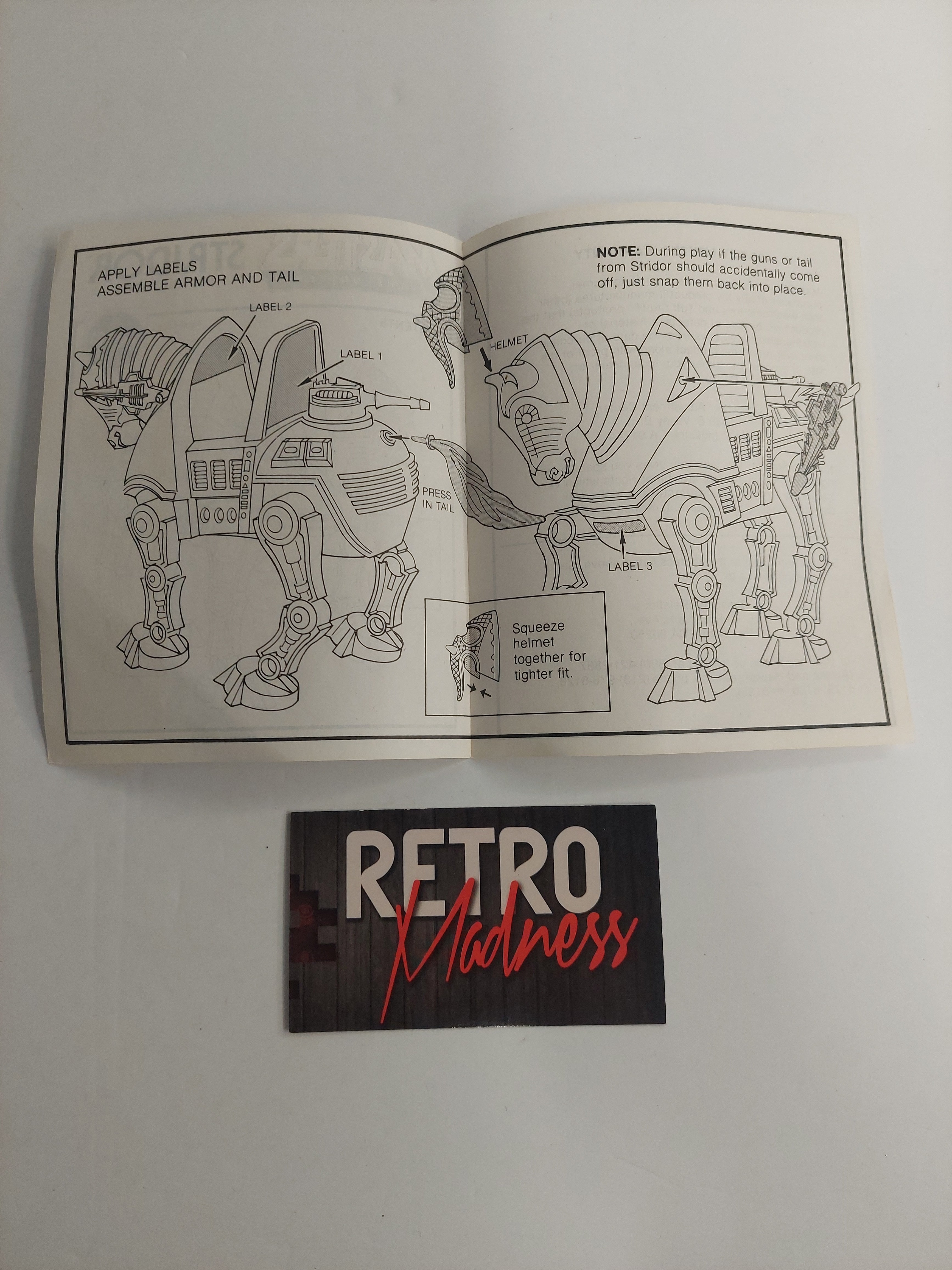 Vintage 1983 Masters of the Universe Stridor Instructions