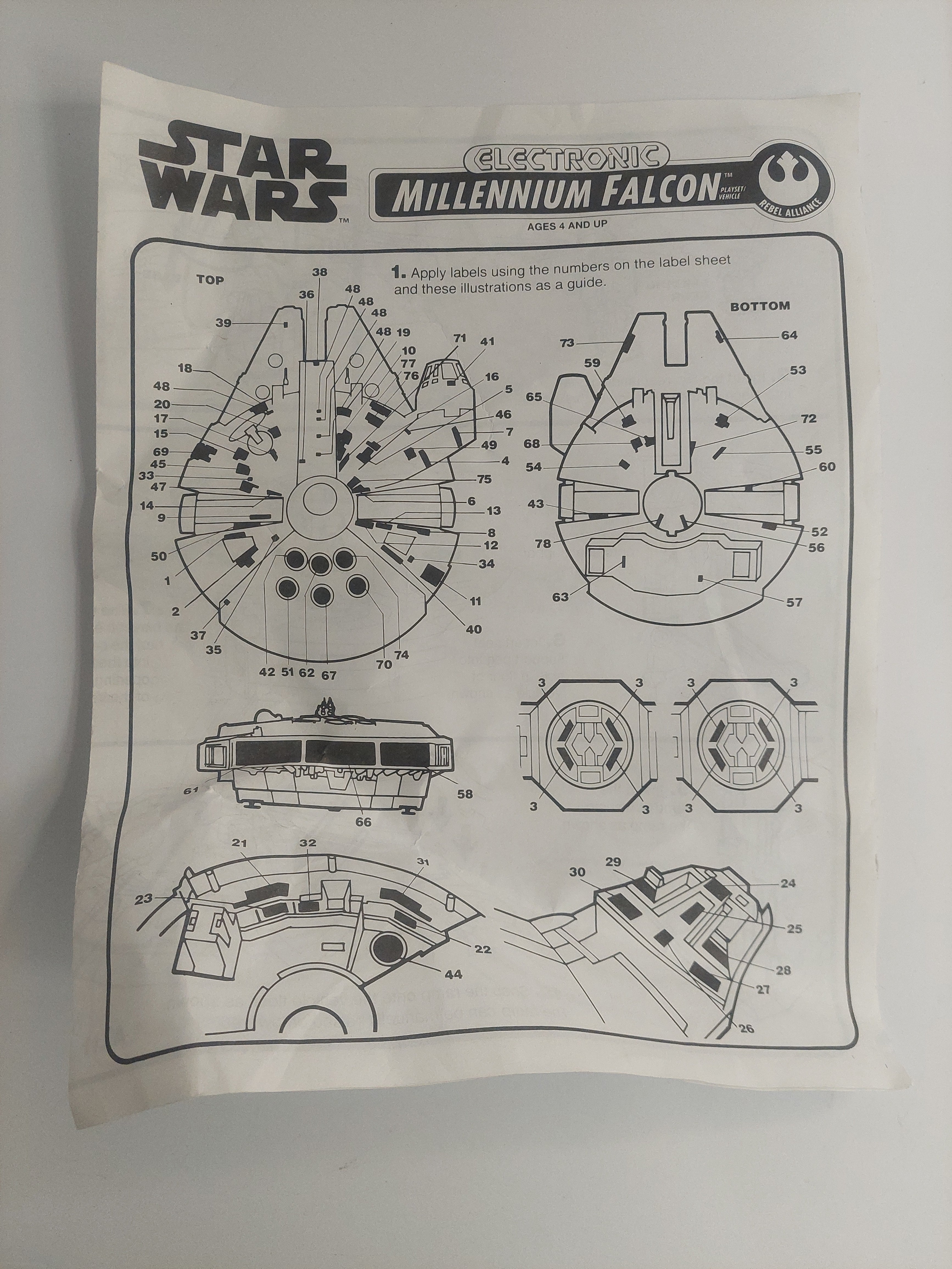 Vintage 1995 Star Wars Electronic Millennium Falcon Instructions ONLY