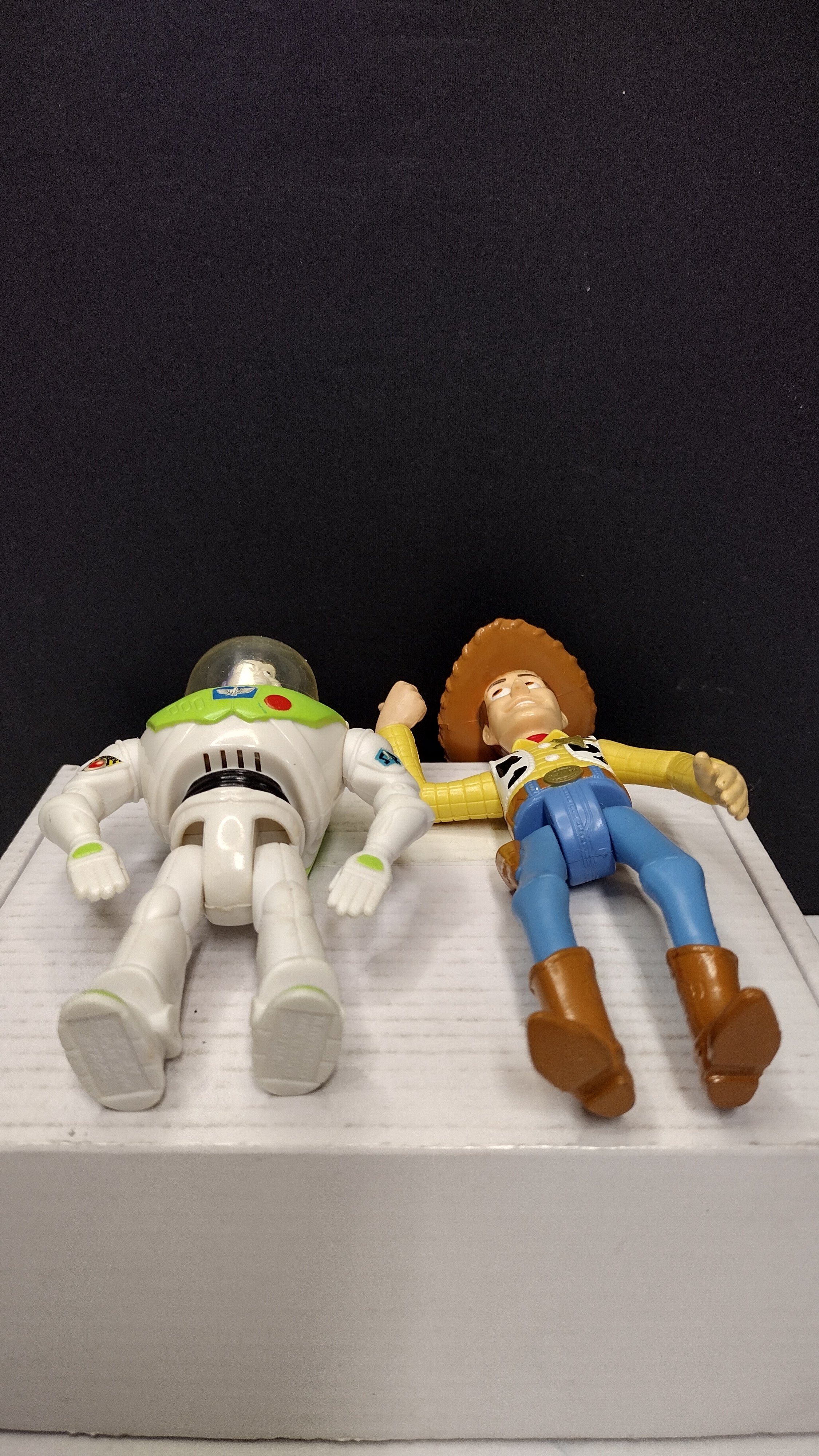 Vintage 1995 Disney Pixar Toy Story Woody & Buzz Lightyear All-Plastic Burger King Figures Lot (With Lasso)