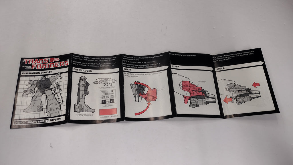 Vintage 1984 Original G1 Transformers Topspin - Instruction Booklet