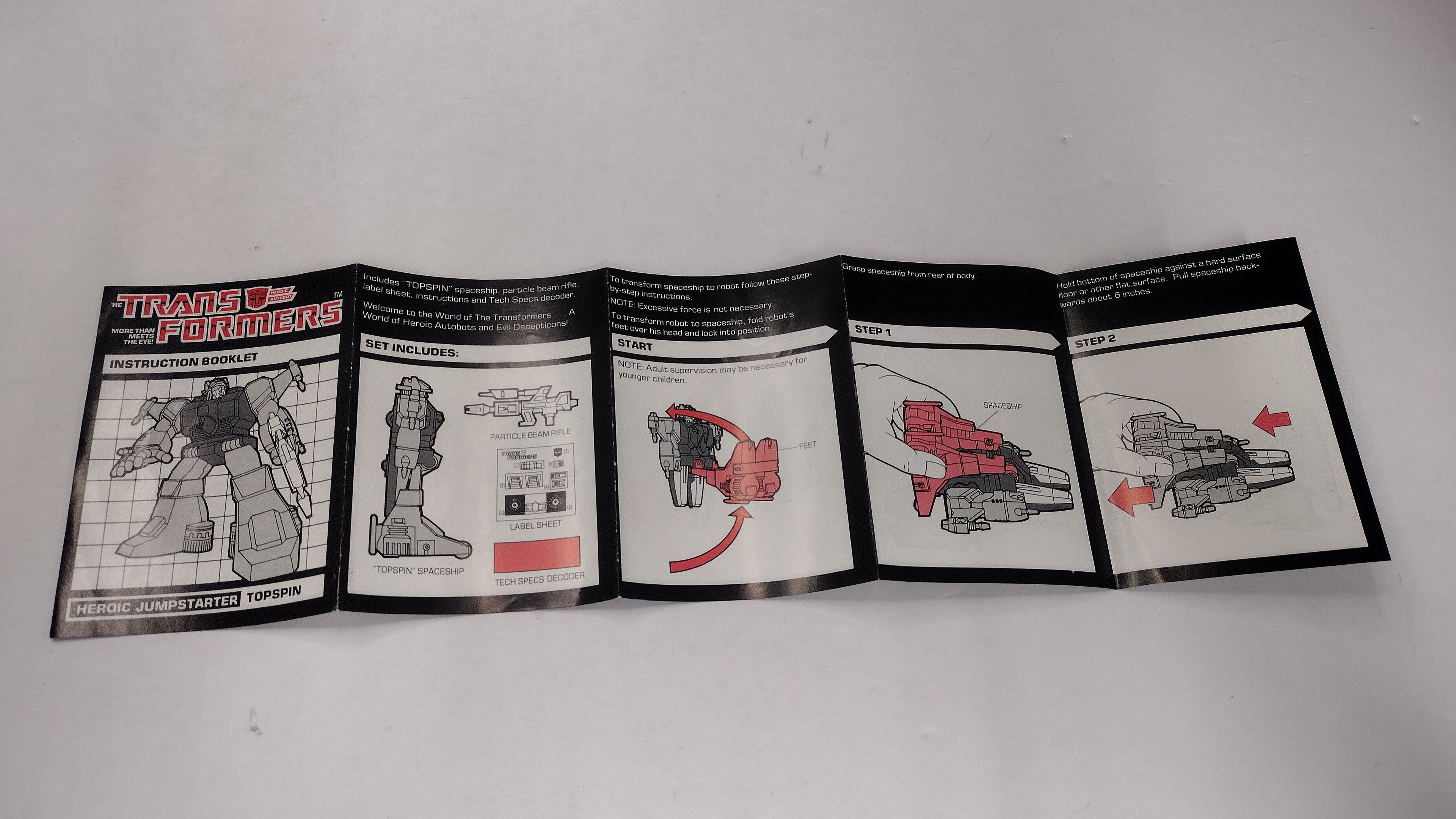 Vintage 1984 Original G1 Transformers Topspin - Instruction Booklet