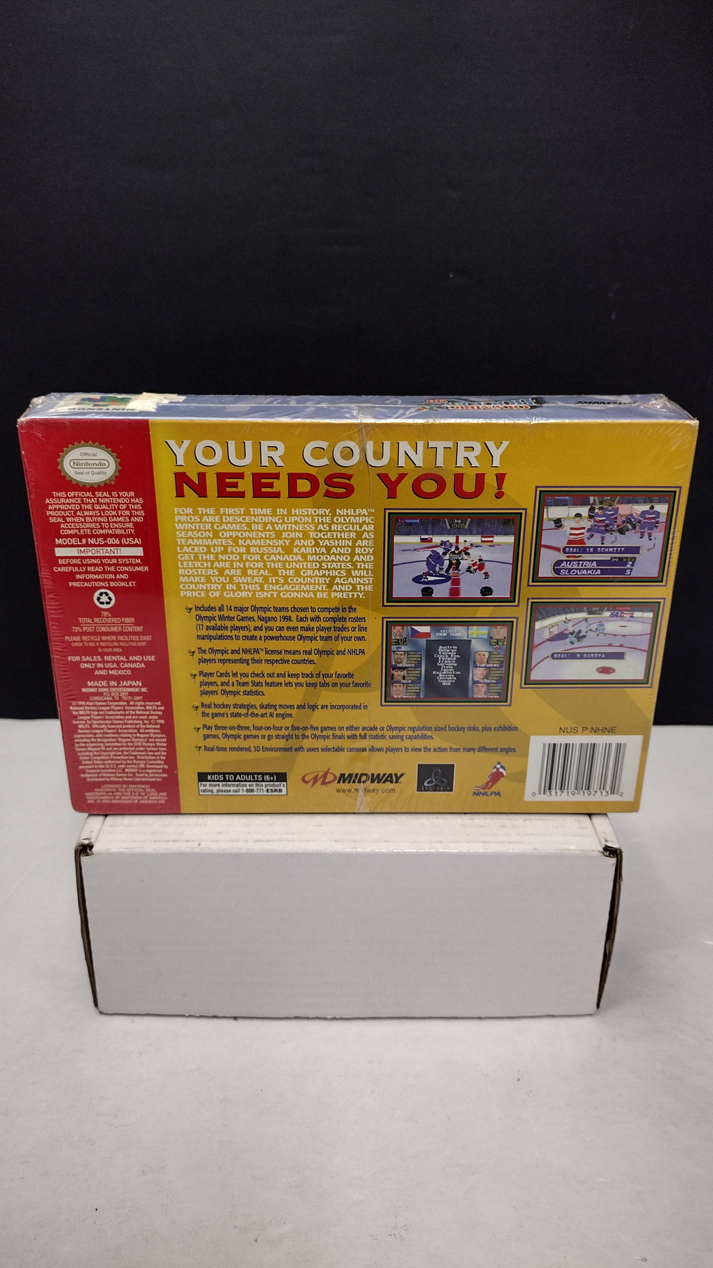 Vintage 1998 Nintendo 64 Olympic Hockey 98 Game (Complete & Factory Sealed in Box with Protector)