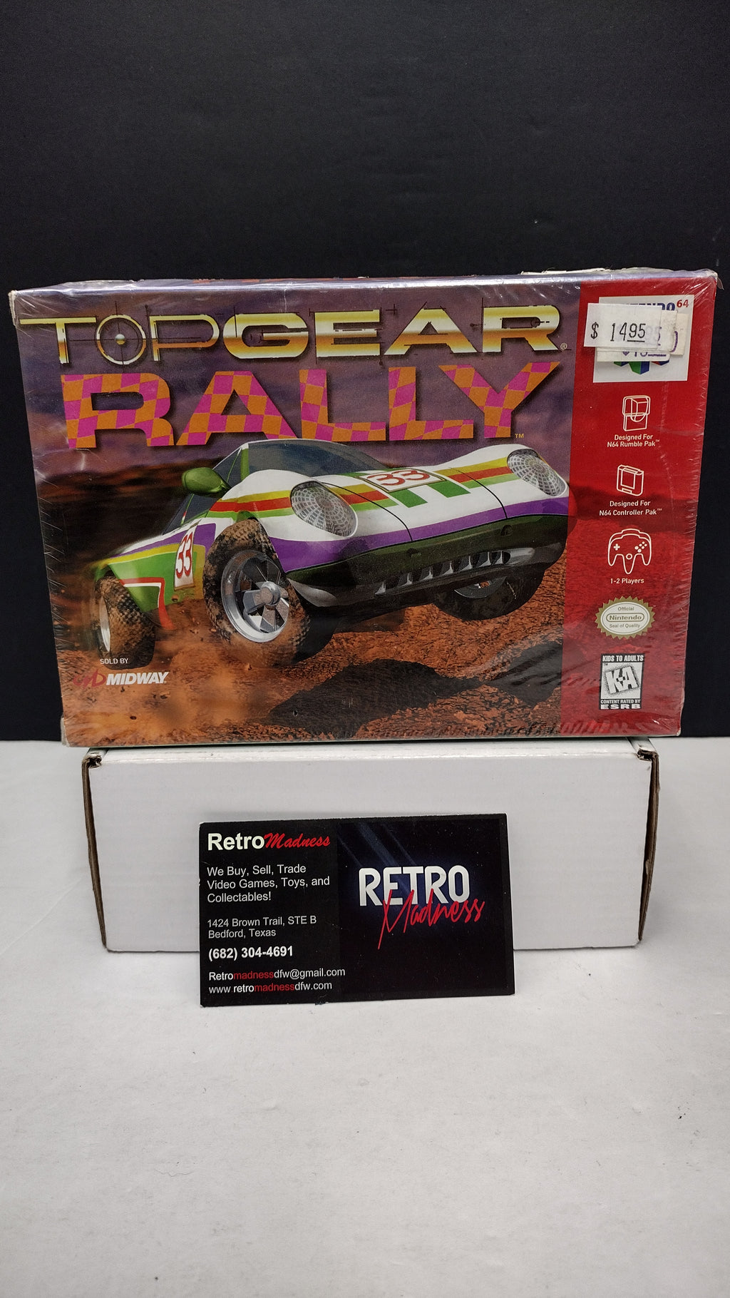 Vintage 1997 Nintendo 64 Top Gear Rally Game (Complete & Factory Sealed in Box with Protector)