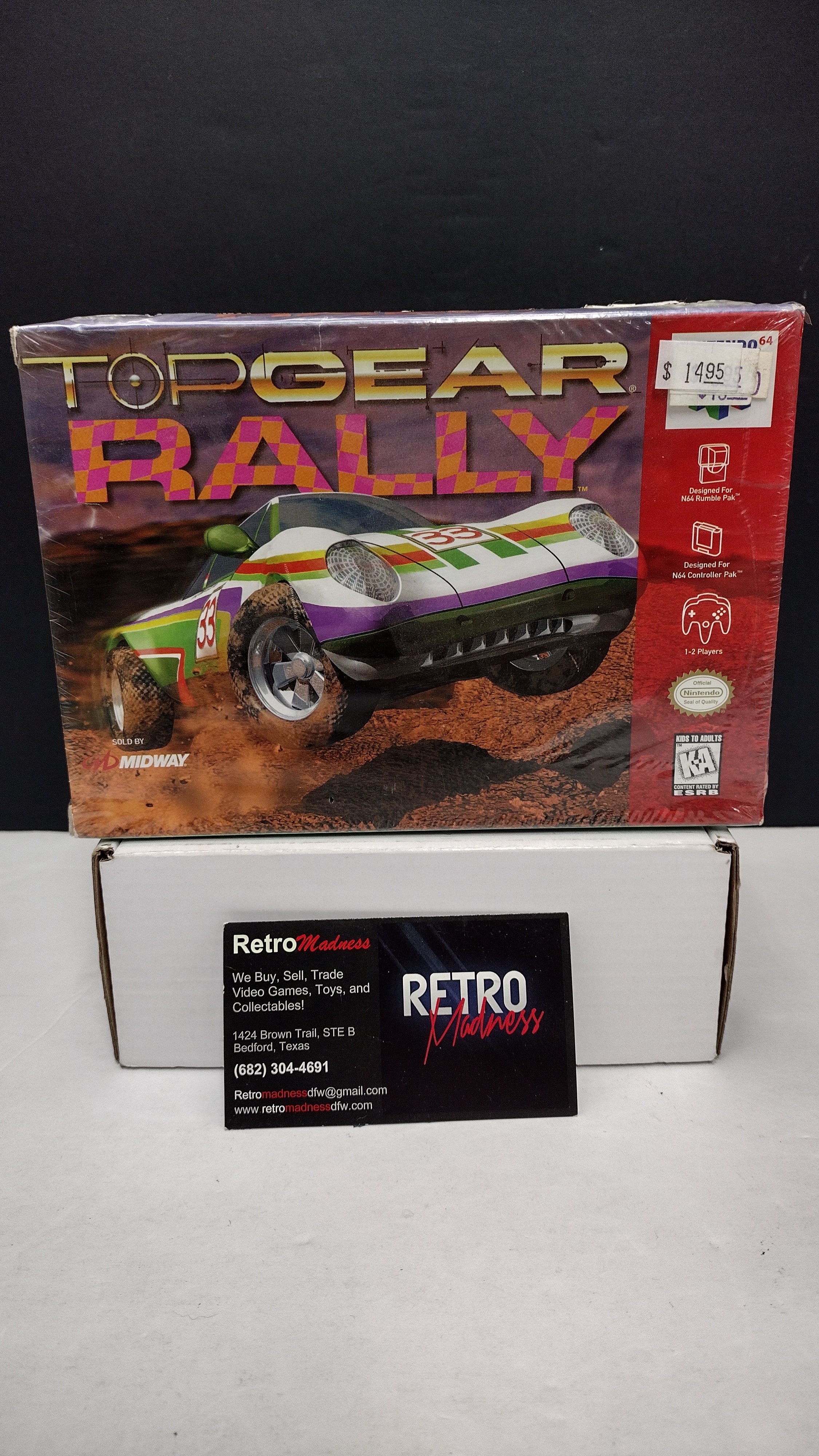 Vintage 1997 Nintendo 64 Top Gear Rally Game (Complete & Factory Sealed in Box with Protector)