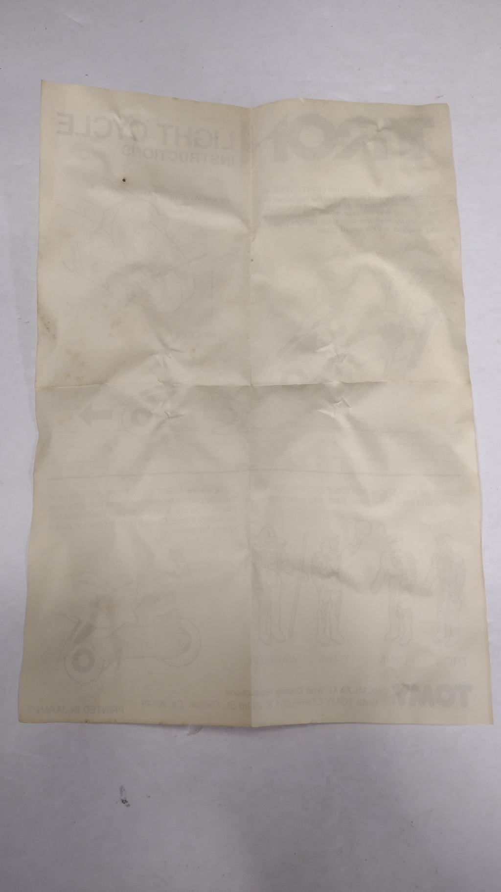 Vintage 1982 Tomy - Tron - Light Cycle Instructions