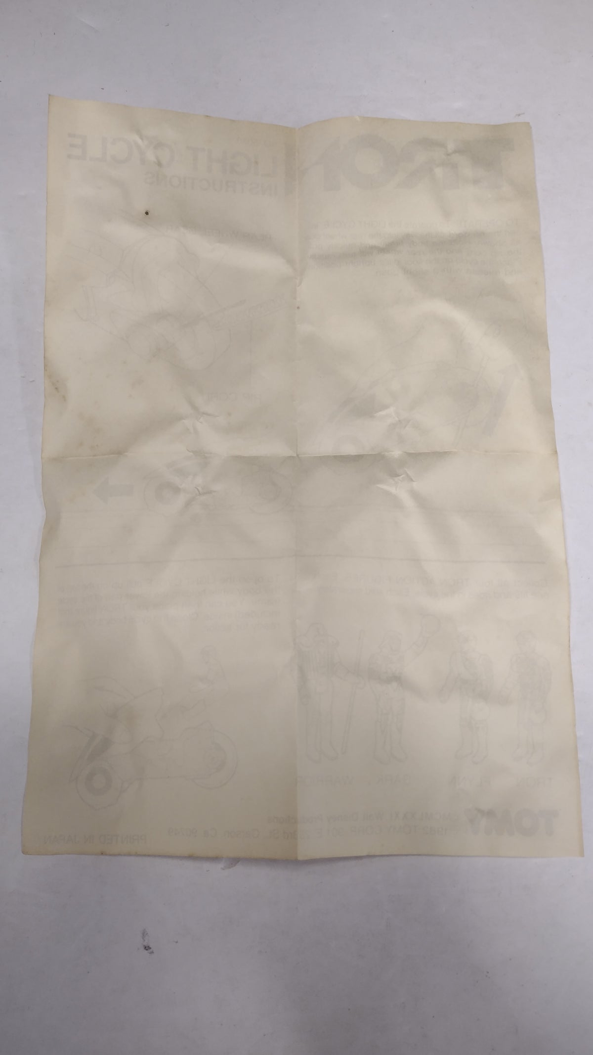 Vintage 1982 Tomy - Tron - Light Cycle Instructions