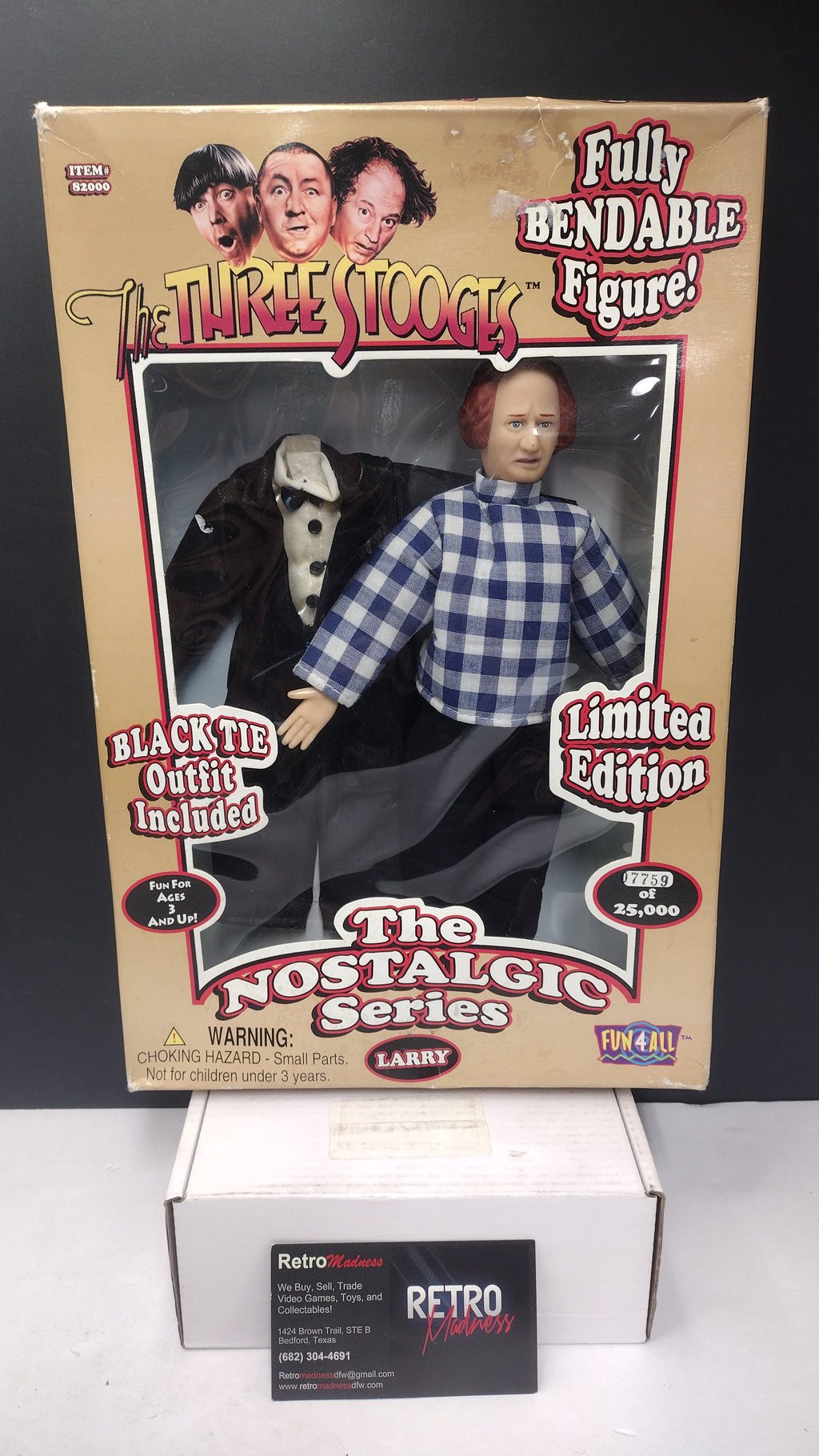 Fun4All The Three Stooges "Larry" Nostalgic Series Bendable Limited Edition Figure (1997 - Open Box / Complete in Packaging)