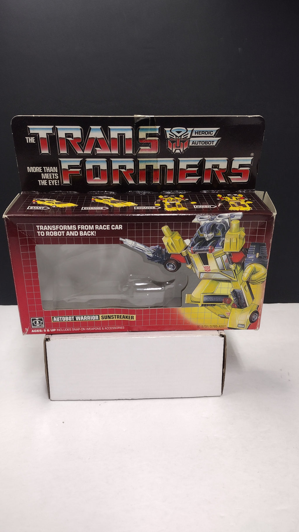 1984 Vintage Original G1 Transformers Sunstreaker Box with Reissue Inner Bubble (Hasbro - Packaging Only / Box Heavy Wear)