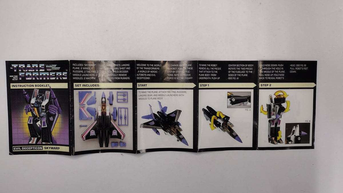 Vintage 1984 Original G1 Transformers Skywarp Instruction Booklet