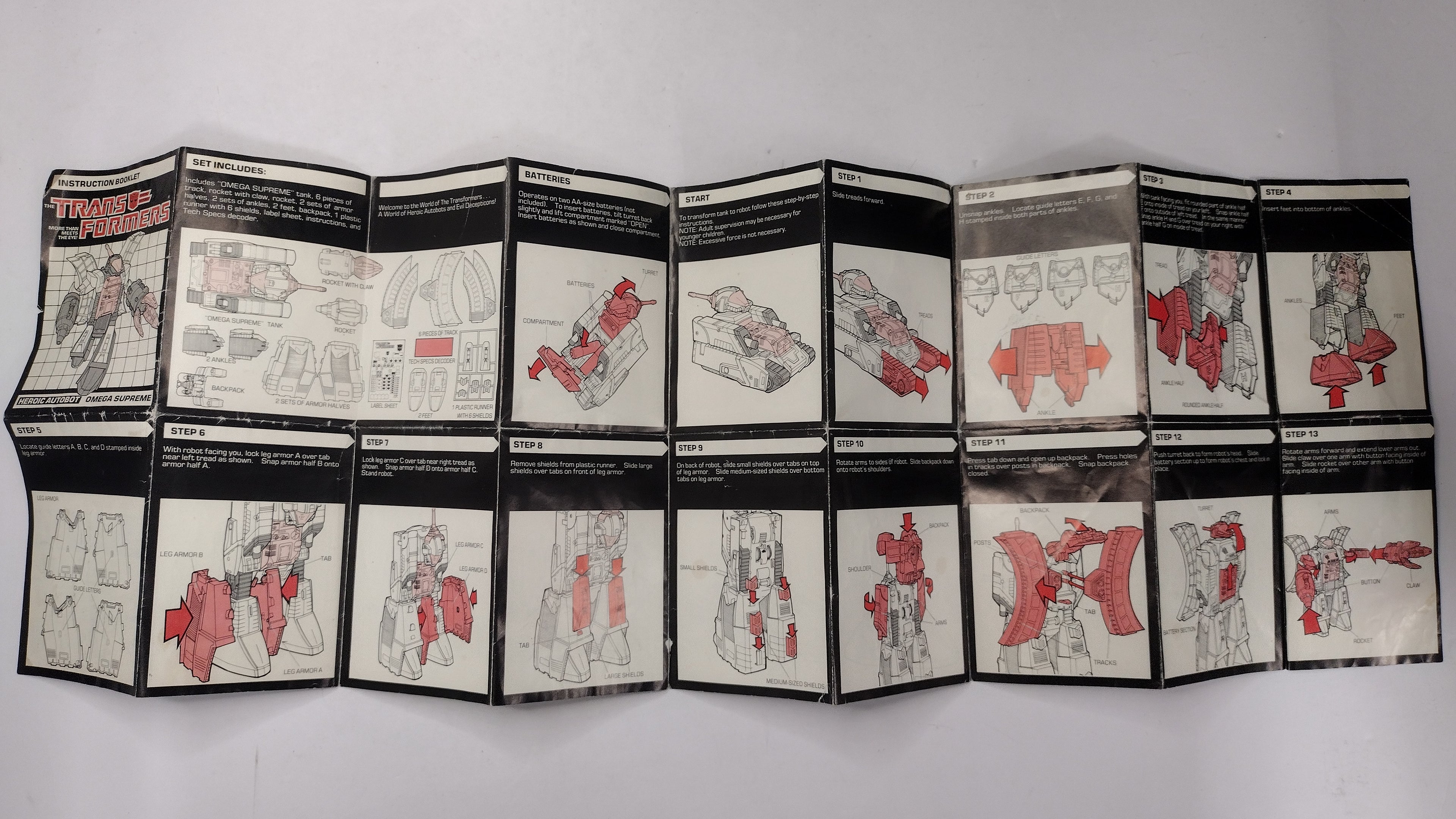 Vintage 1985 Original G1 Transformers Omega Supreme - Instruction Booklet