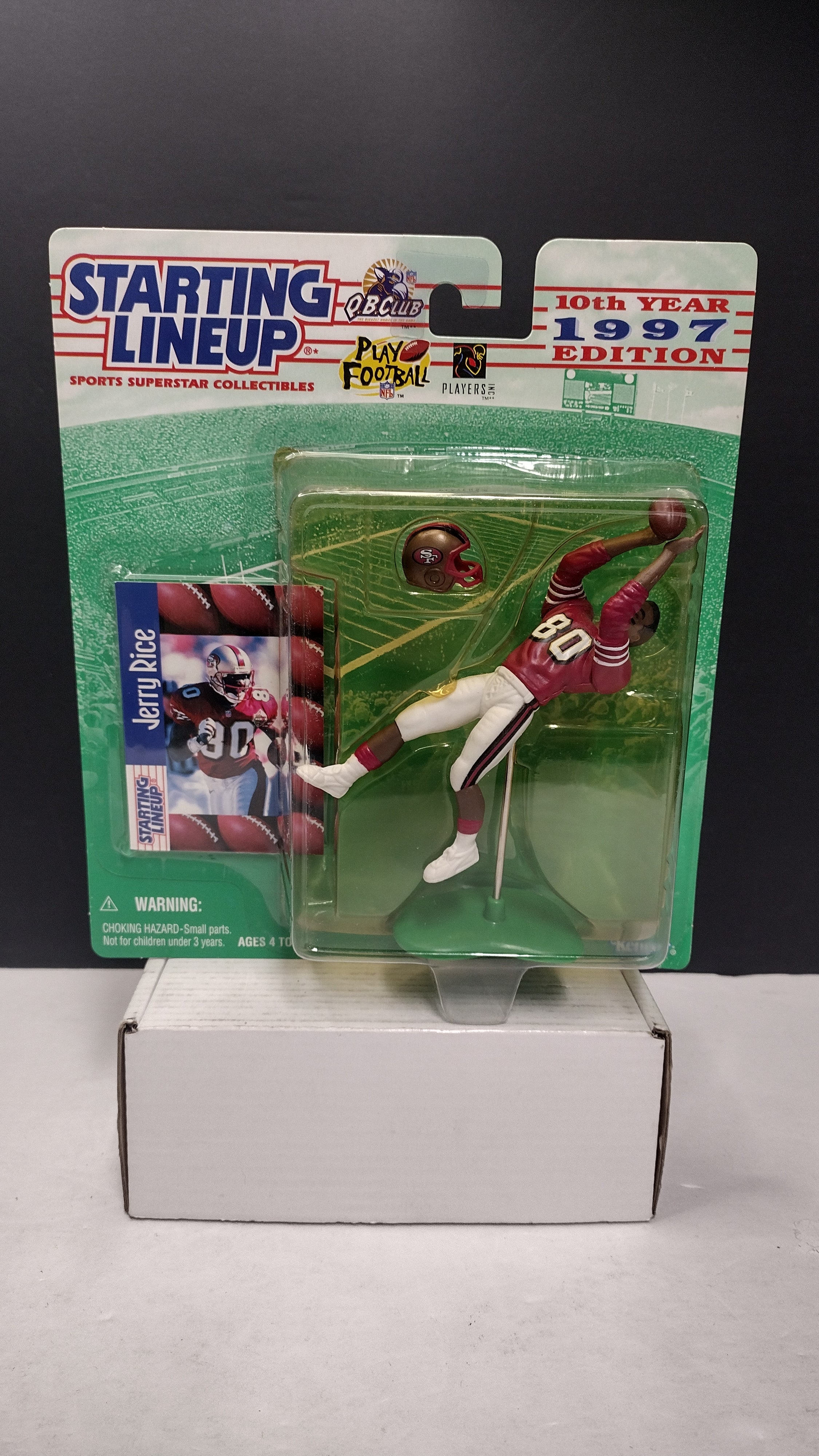Vintage 1997 Starting Lineup NFL Football Figures Jerry Rice & Brett Favre 2-Pack (Kenner - Sealed on Card / Yellowed Bubble)