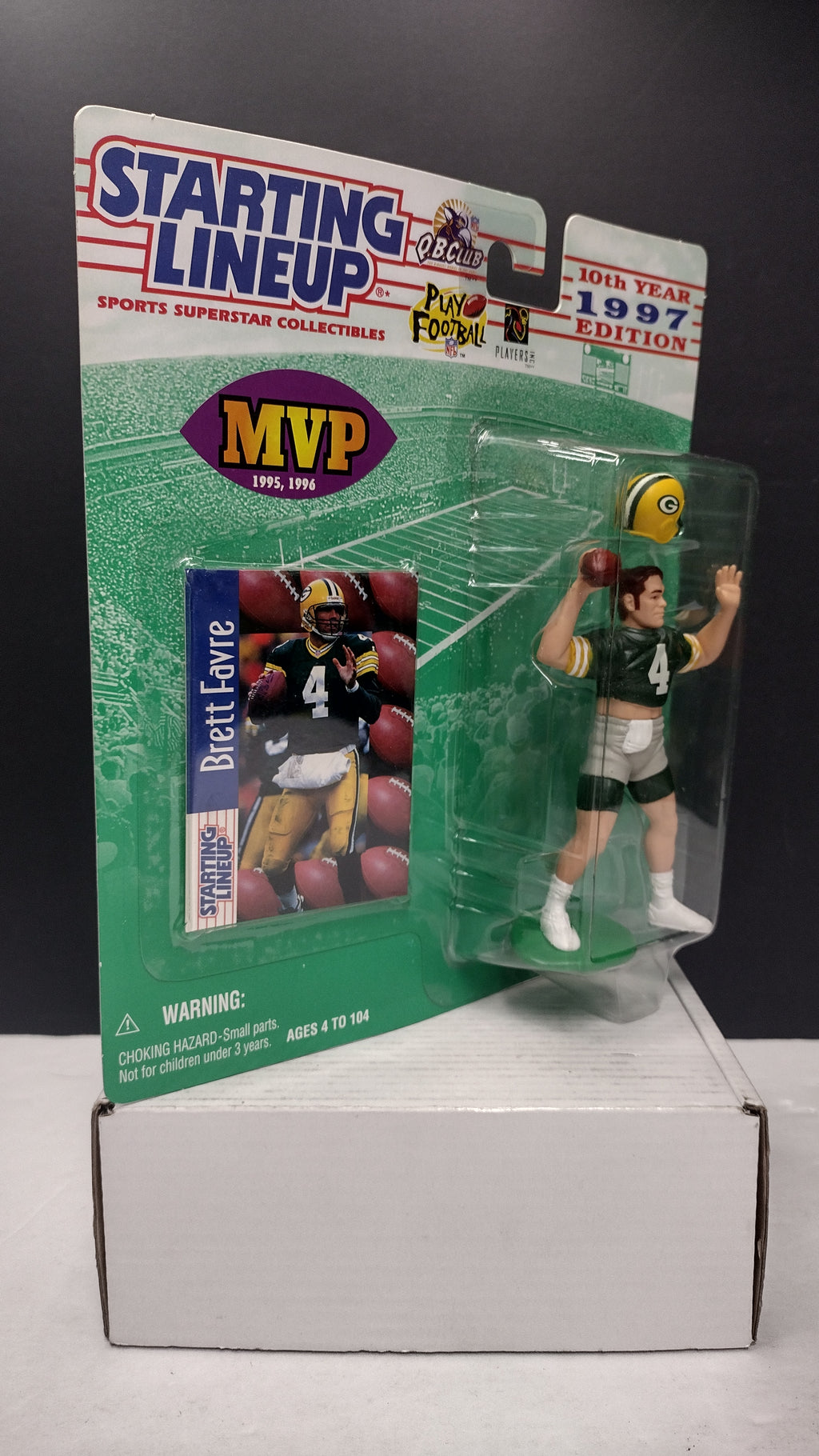 Vintage 1997 Starting Lineup NFL Football Figures Jerry Rice & Brett Favre 2-Pack (Kenner - Sealed on Card / Yellowed Bubble)
