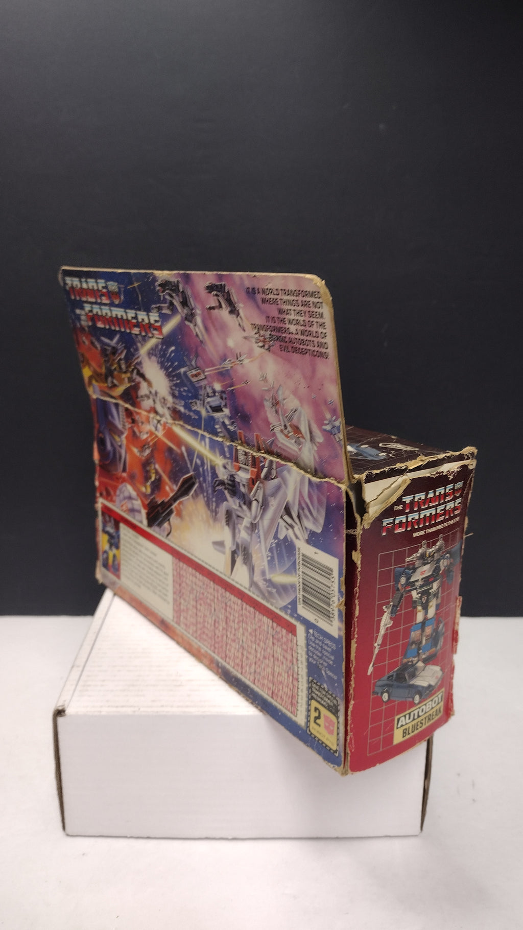 1984 Vintage Original G1 Transformers Bluestreak Box with Reissue Inner Bubble (Hasbro - Packaging Only / Heavy Box Wear)