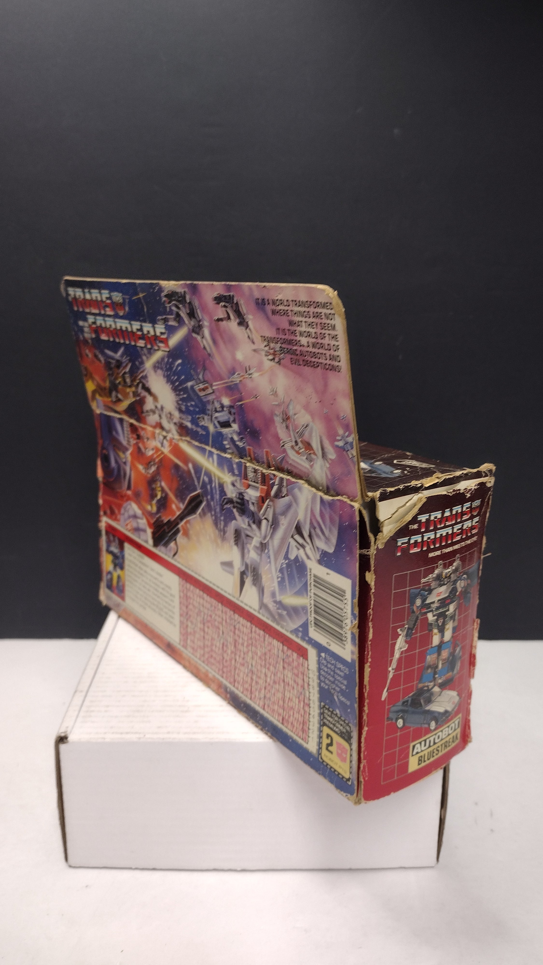 1984 Vintage Original G1 Transformers Bluestreak Box with Reissue Inner Bubble (Hasbro - Packaging Only / Heavy Box Wear)