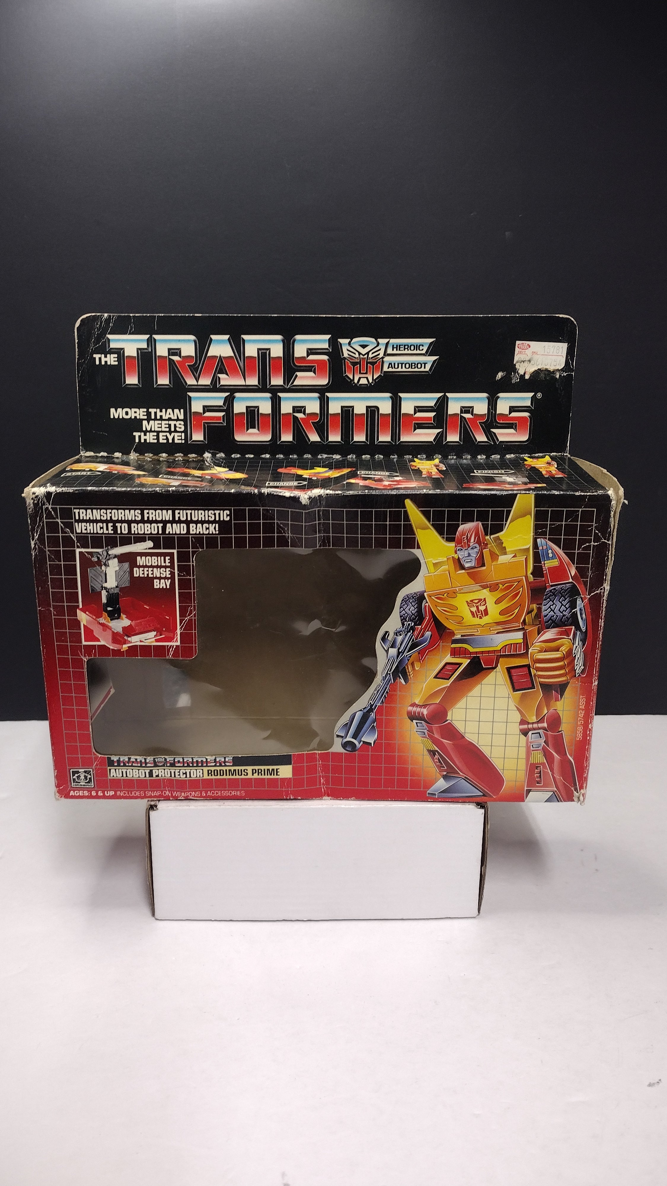 1986 Vintage Original G1 Transformers Rodimus Prime Box (Hasbro - Packaging Only / Heavy Box Wear)