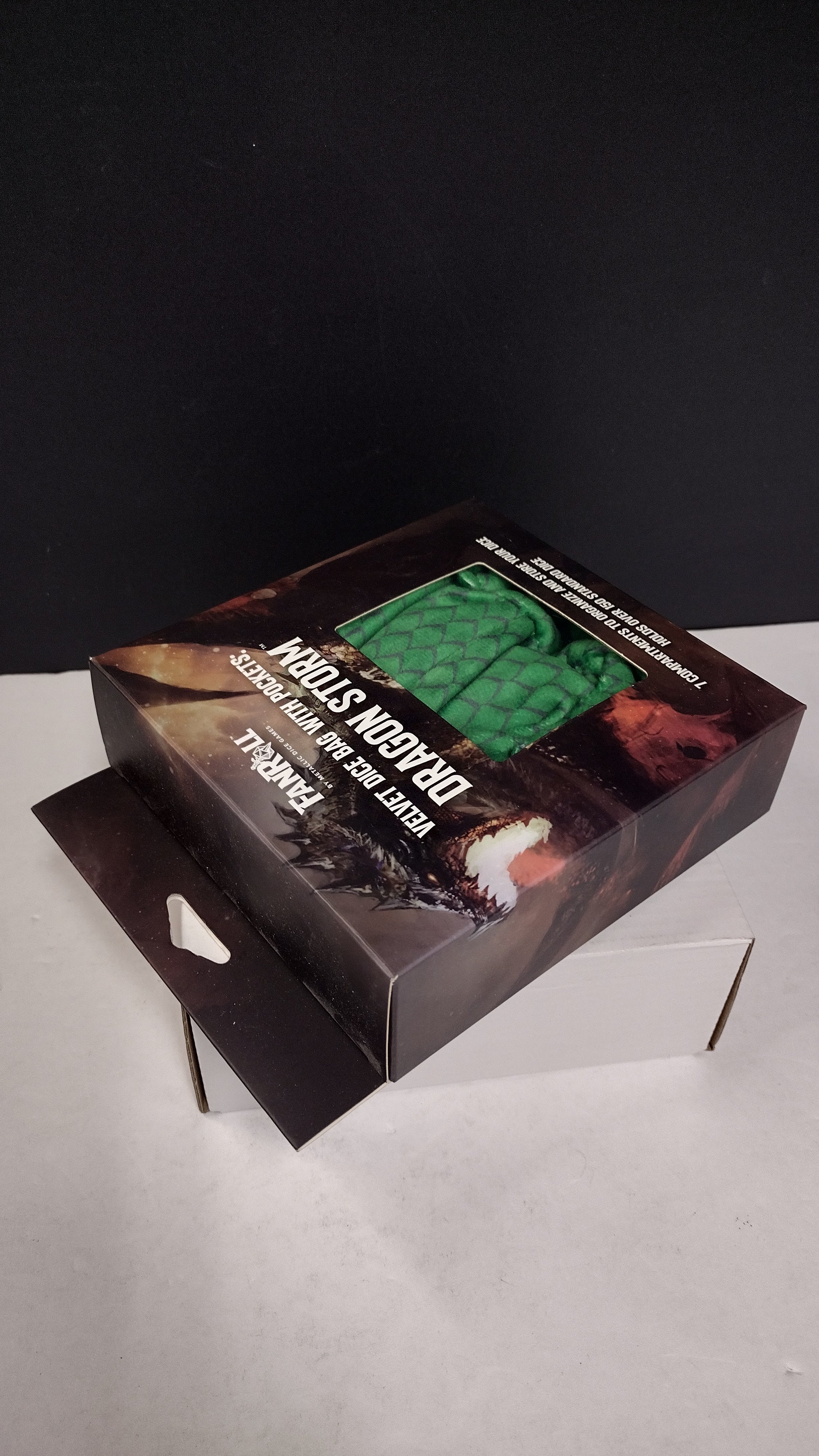 Fanroll: Dragonstorm Green Velvet RPG Dice Bag with Pockets
