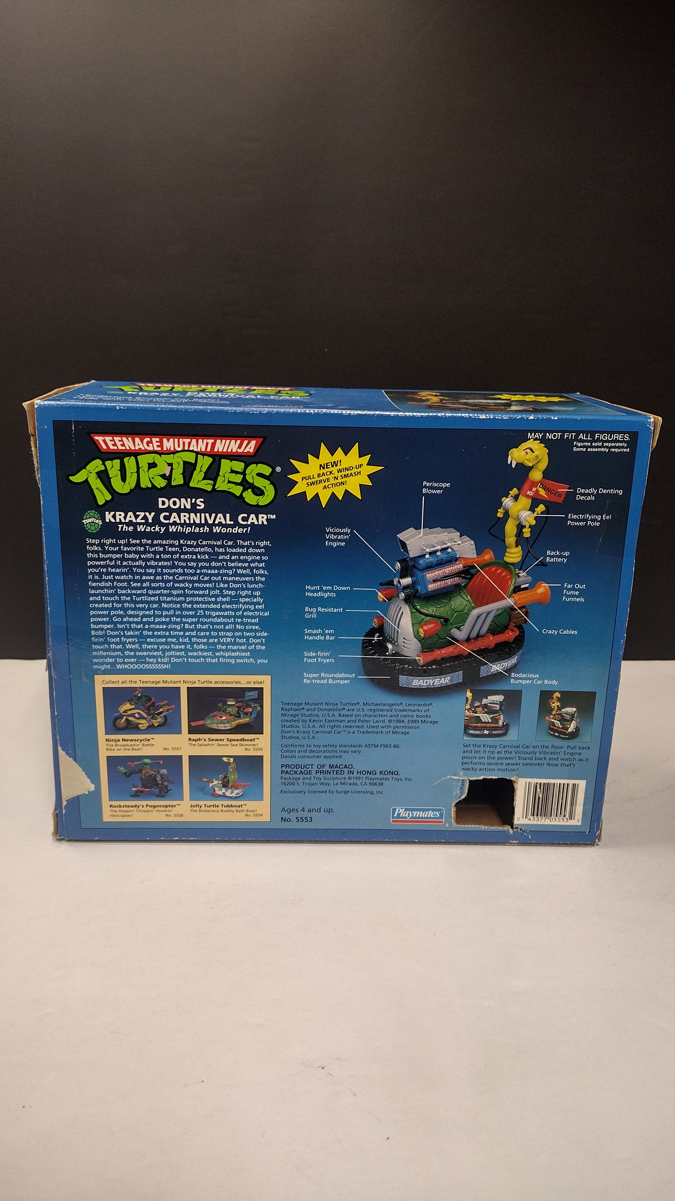 Vintage 1991 TMNT Don’s Krazy Carnival Car – Open Box with Instructions (Playmates)