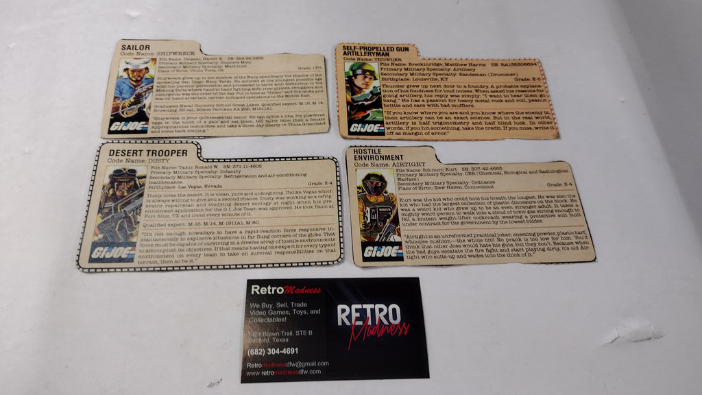 Vintage GI Joe File Cards (Lot B) Dusty, Shipwreck, Airtight, Thunder