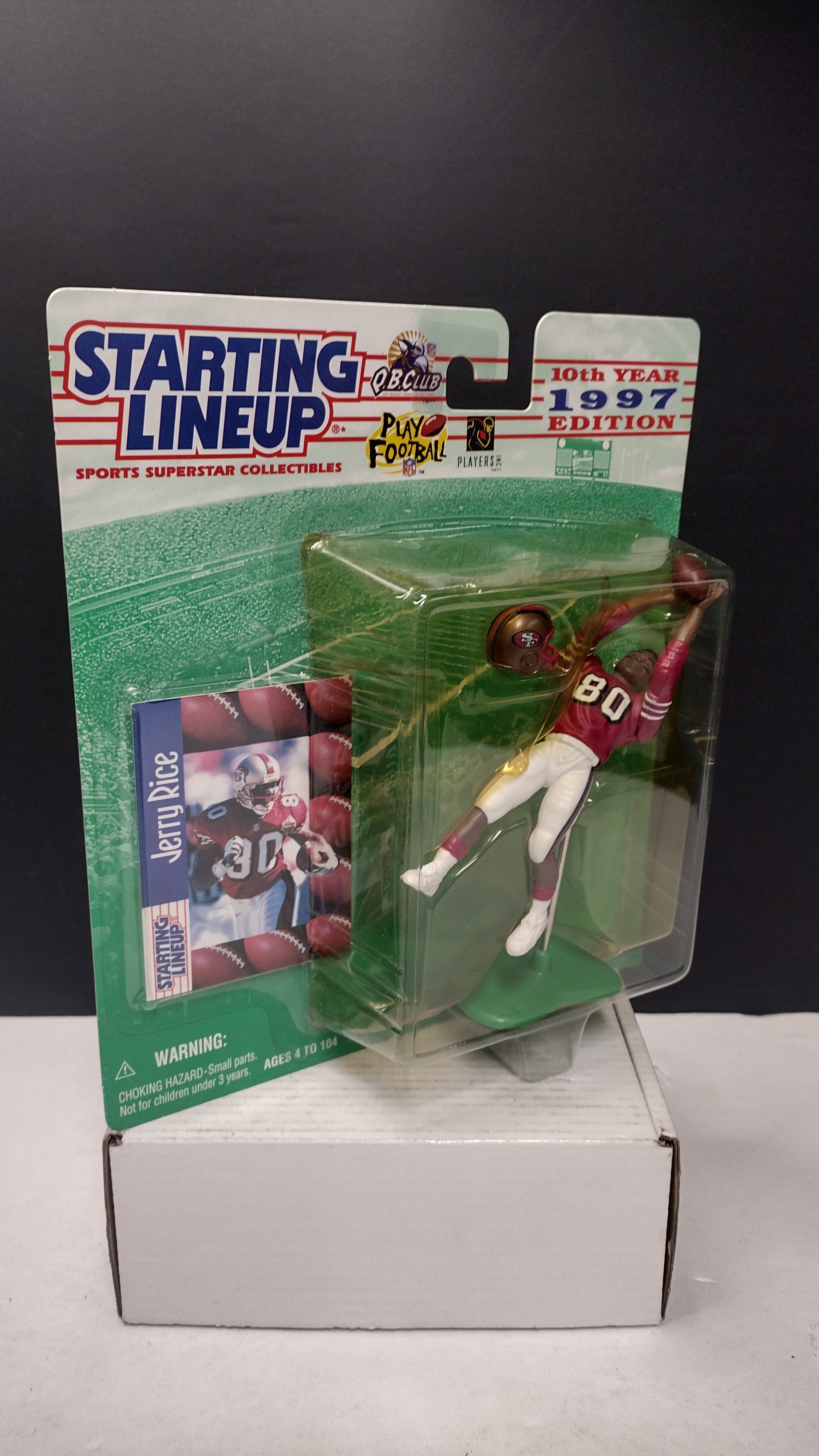 Vintage 1997 Starting Lineup NFL Football Figures Jerry Rice & Brett Favre 2-Pack (Kenner - Sealed on Card / Yellowed Bubble)