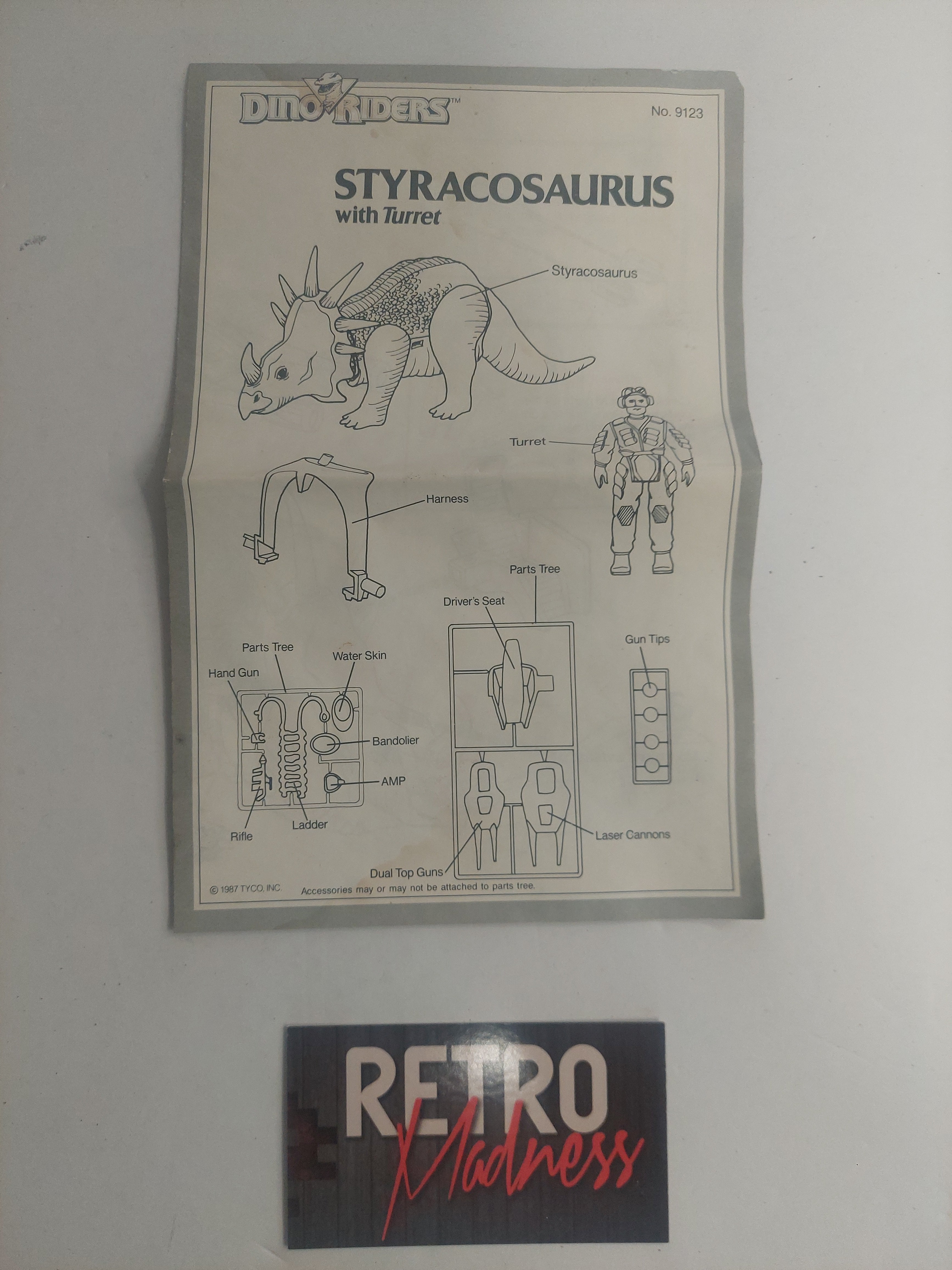 Vintage 1987 Dino-Riders Styracosaurus with Turret Heroic DineRider
