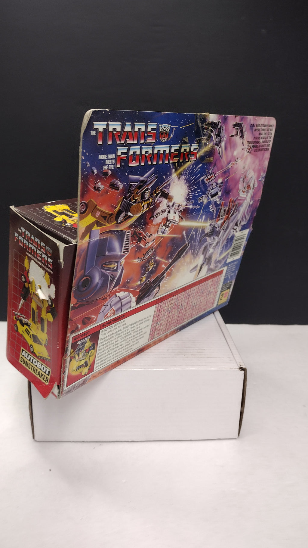 1984 Vintage Original G1 Transformers Sunstreaker Box with Reissue Inner Bubble (Hasbro - Packaging Only / Box Heavy Wear)