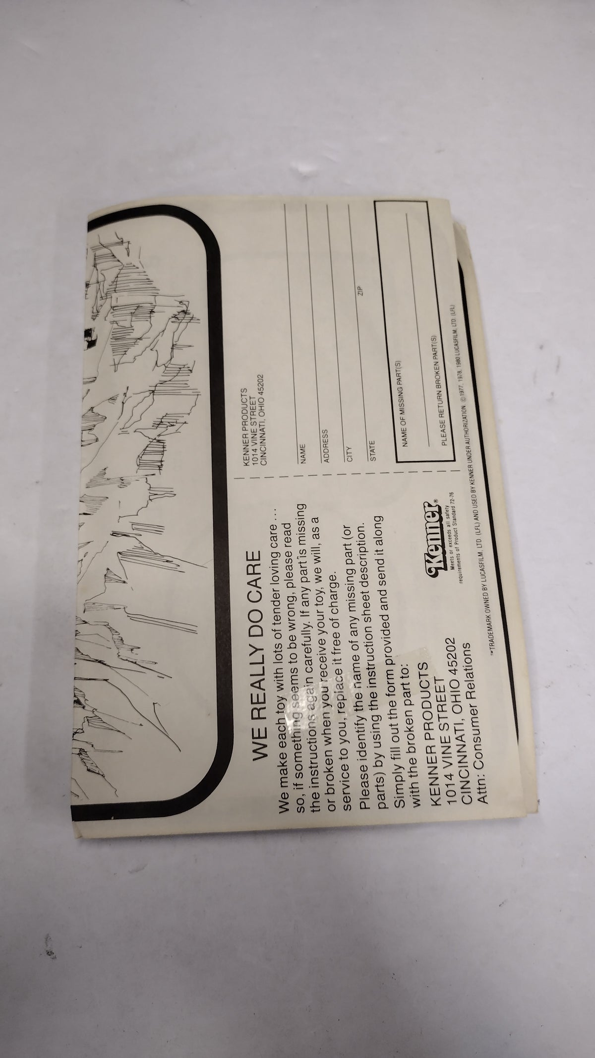 Vintage 1980 Kenner Star Wars Empire Strikes Back-Imperial Attack Base Instruction Sheet