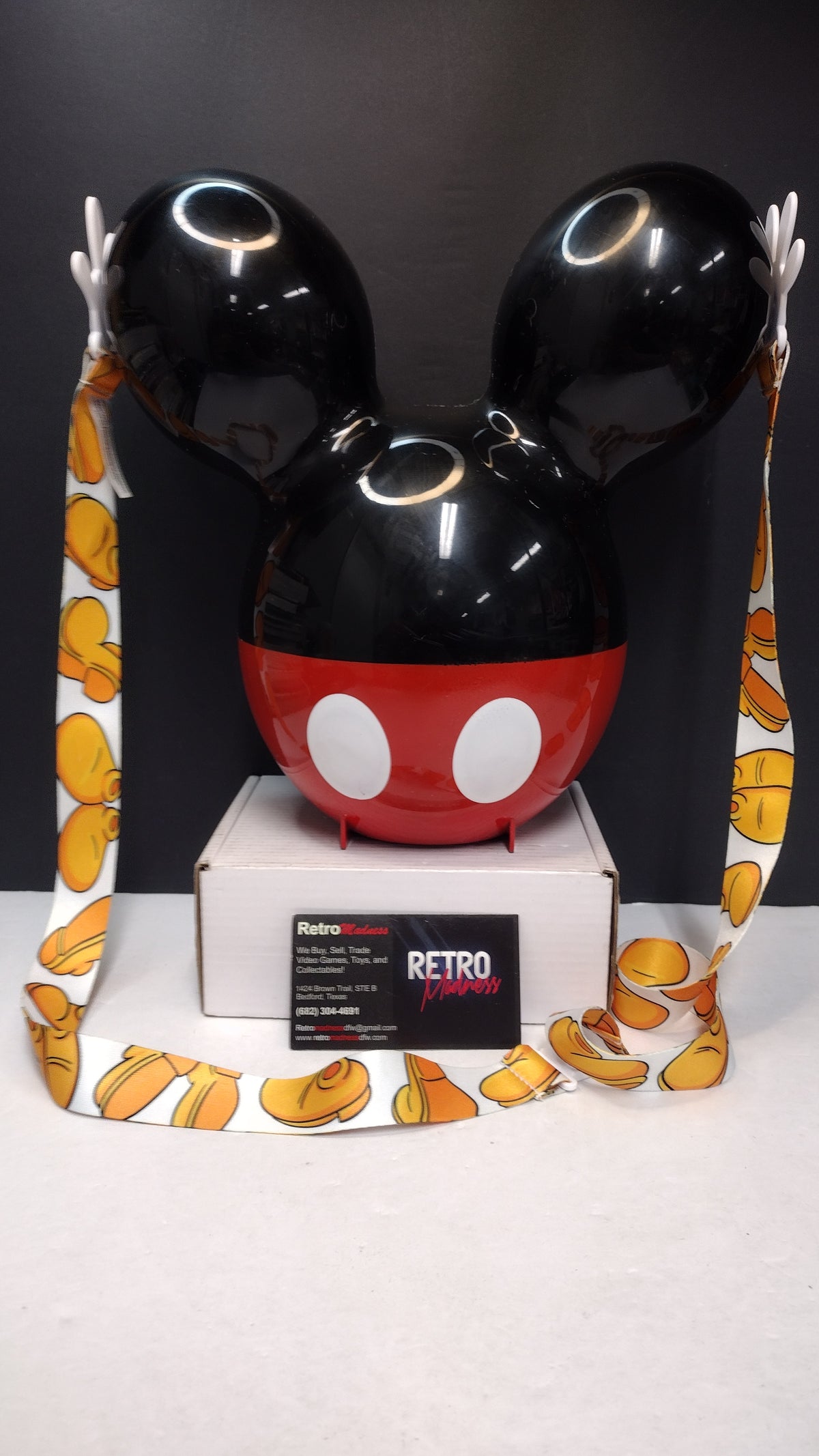 Disney Parks Mickey Mouse Balloon Popcorn Bucket Black Ears Red Pants Used