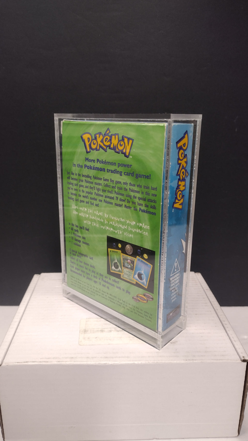 Vintage 1999 Pokémon TCG Base Set "Overgrowth" Theme Deck Box & Rulebook Manual (Wizards of the Coast - Box & Manual Only / No Cards - Includes Acrylic Protector)