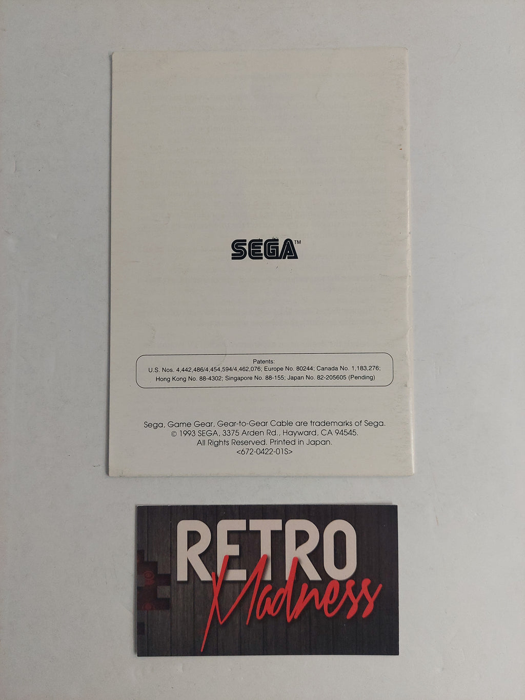 Sega Game Gear Instruction Manual ONLY