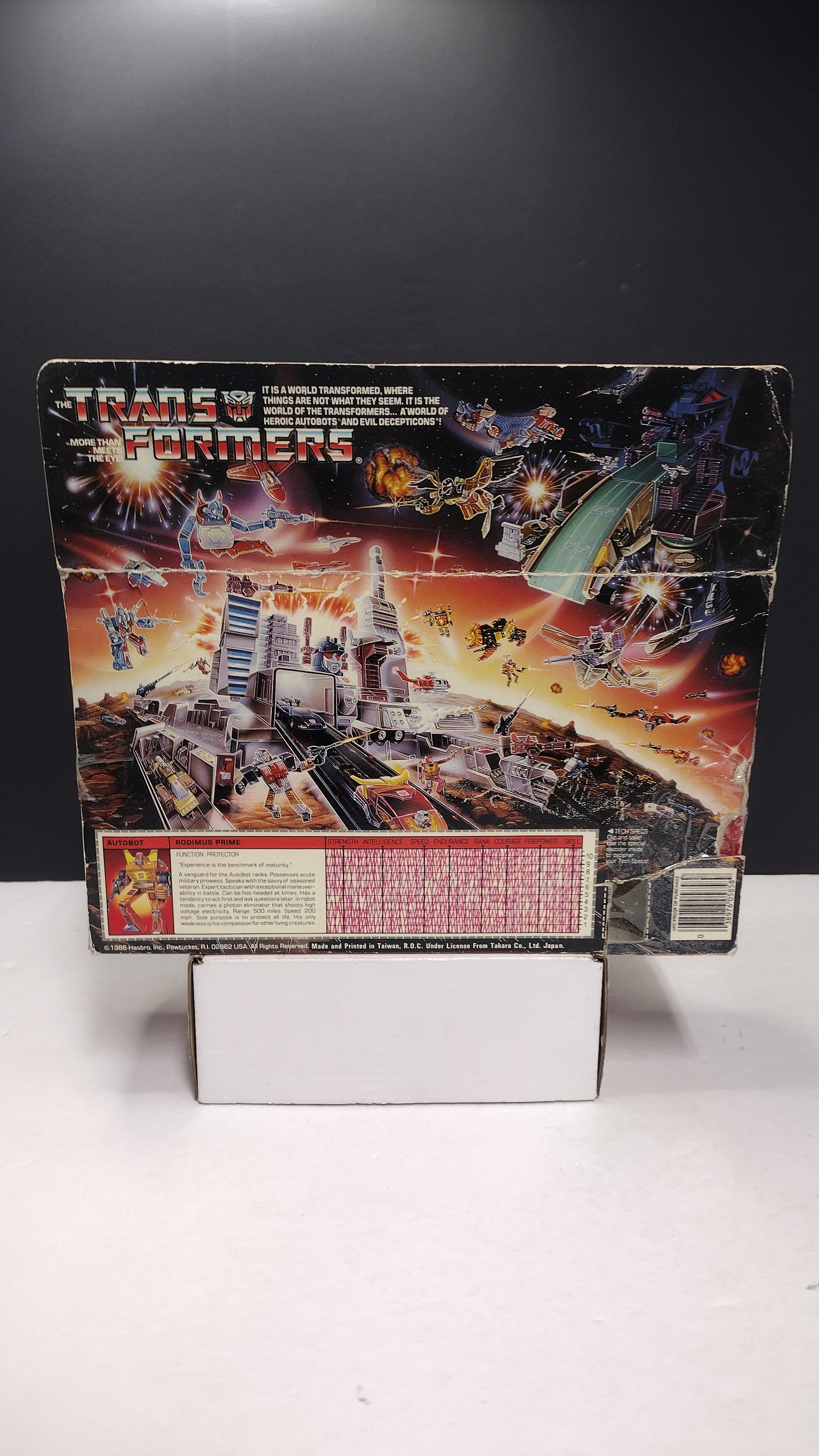 1986 Vintage Original G1 Transformers Rodimus Prime Box (Hasbro - Packaging Only / Heavy Box Wear)