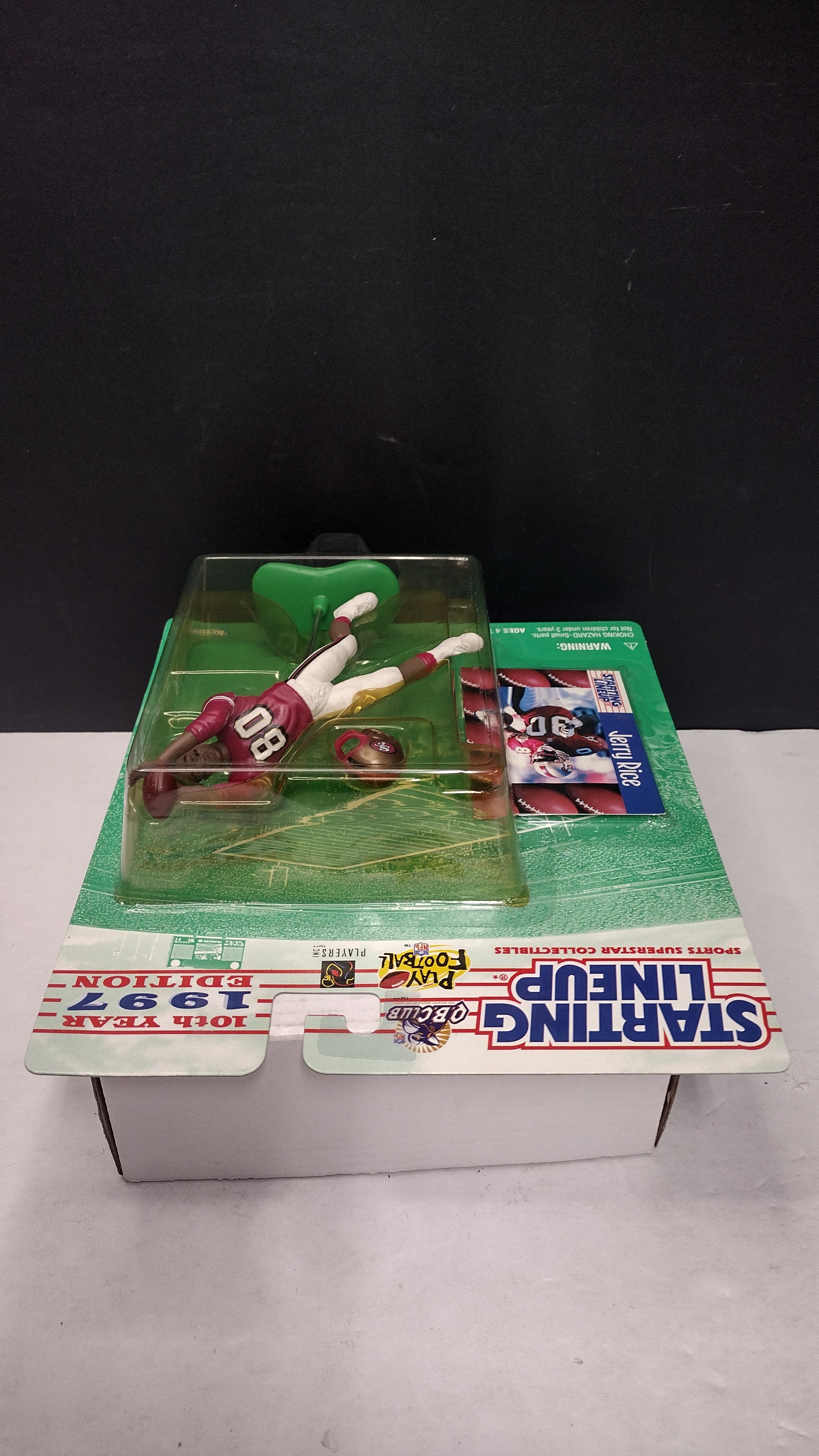 Vintage 1997 Starting Lineup NFL Football Figures Jerry Rice & Brett Favre 2-Pack (Kenner - Sealed on Card / Yellowed Bubble)