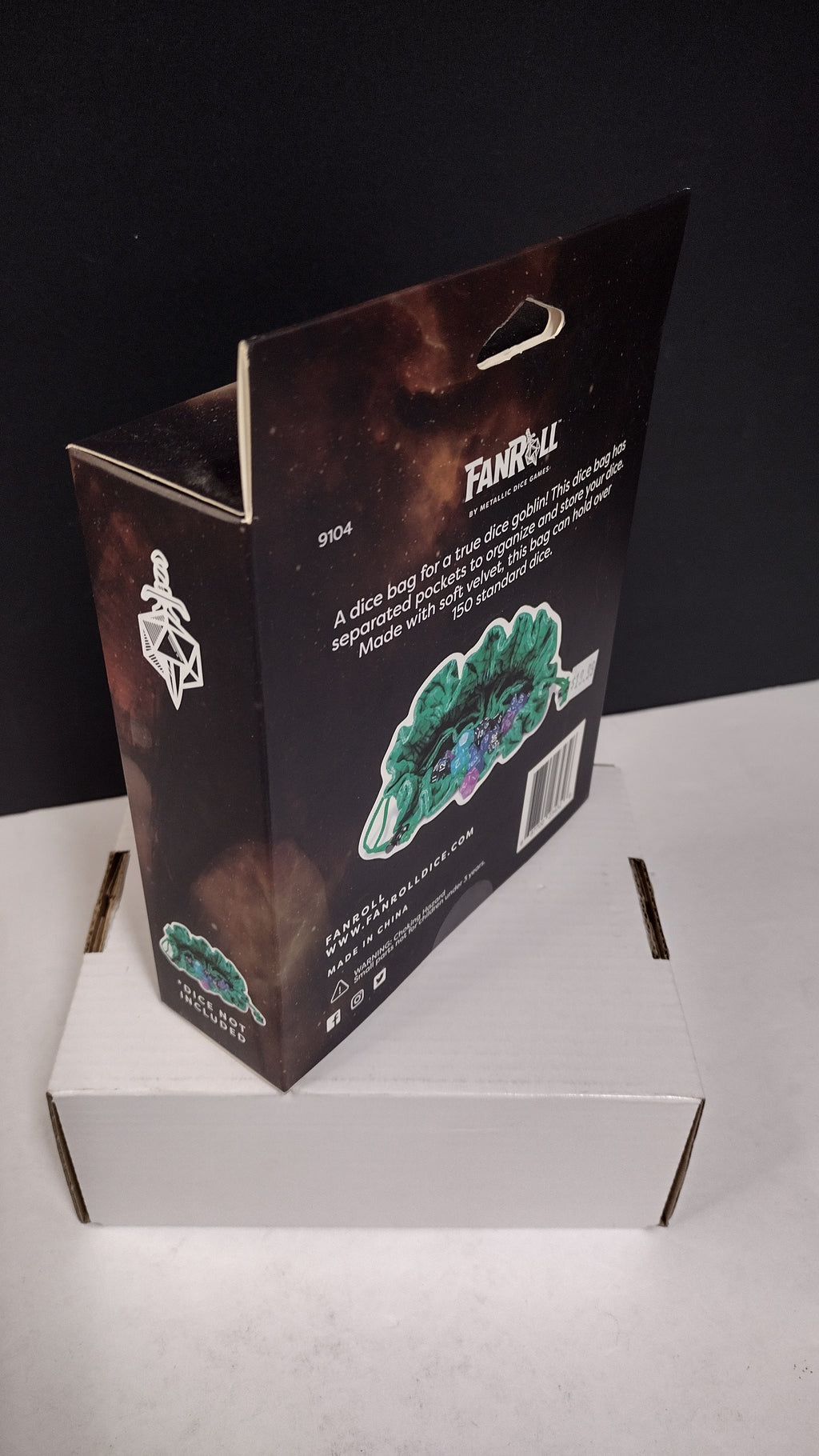 Fanroll: Dragonstorm Green Velvet RPG Dice Bag with Pockets
