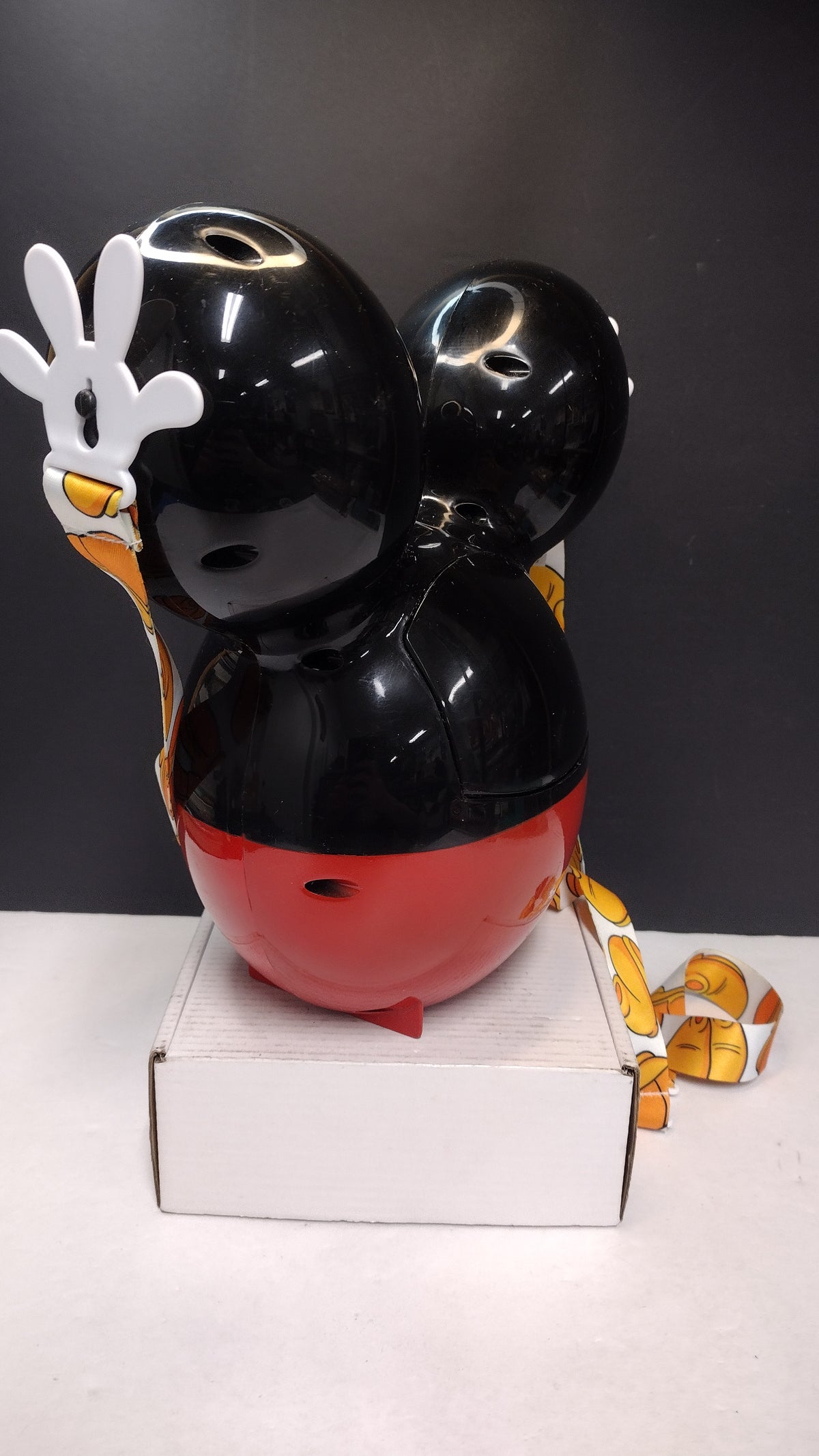 Disney Parks Mickey Mouse Balloon Popcorn Bucket Black Ears Red Pants Used