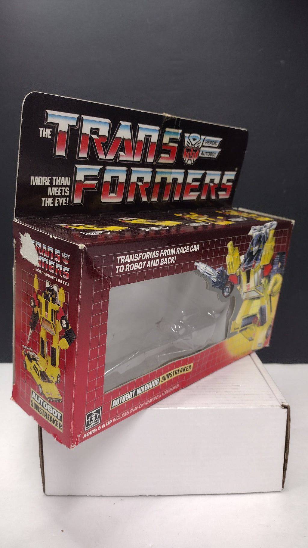 1984 Vintage Original G1 Transformers Sunstreaker Box with Reissue Inner Bubble (Hasbro - Packaging Only / Box Heavy Wear)