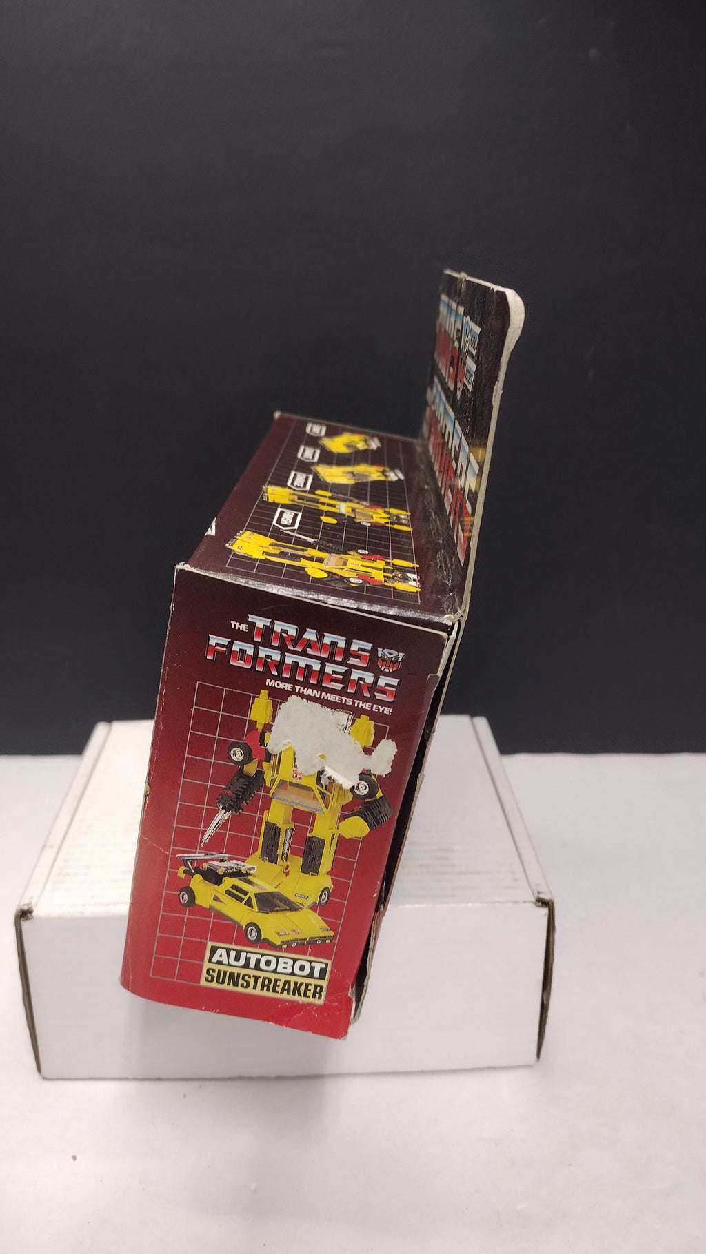 1984 Vintage Original G1 Transformers Sunstreaker Box with Reissue Inner Bubble (Hasbro - Packaging Only / Box Heavy Wear)