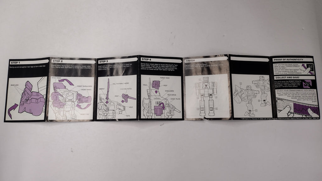 Vintage 1986 Original G1 Transformers Weirdwolf - Instruction Booklet
