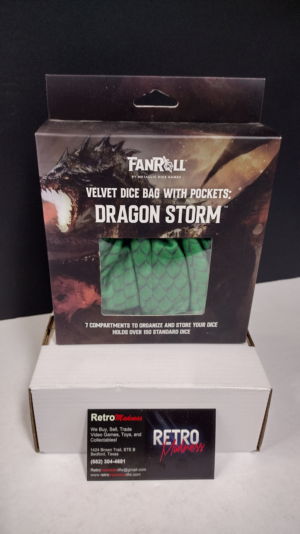 Fanroll: Dragonstorm Green Velvet RPG Dice Bag with Pockets